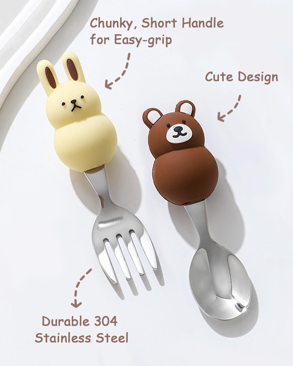 Toddler Utensils Set 1810 Stainless Steel with Case Bear Rabbit