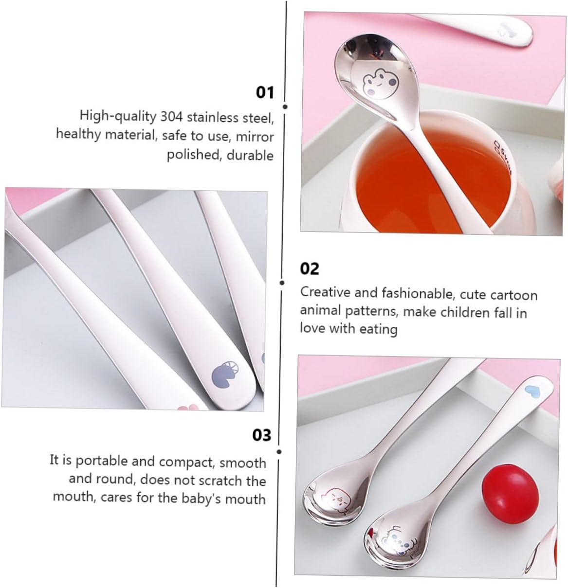 4pcs Stainless Steel Cartoon Spoons Set for Babies