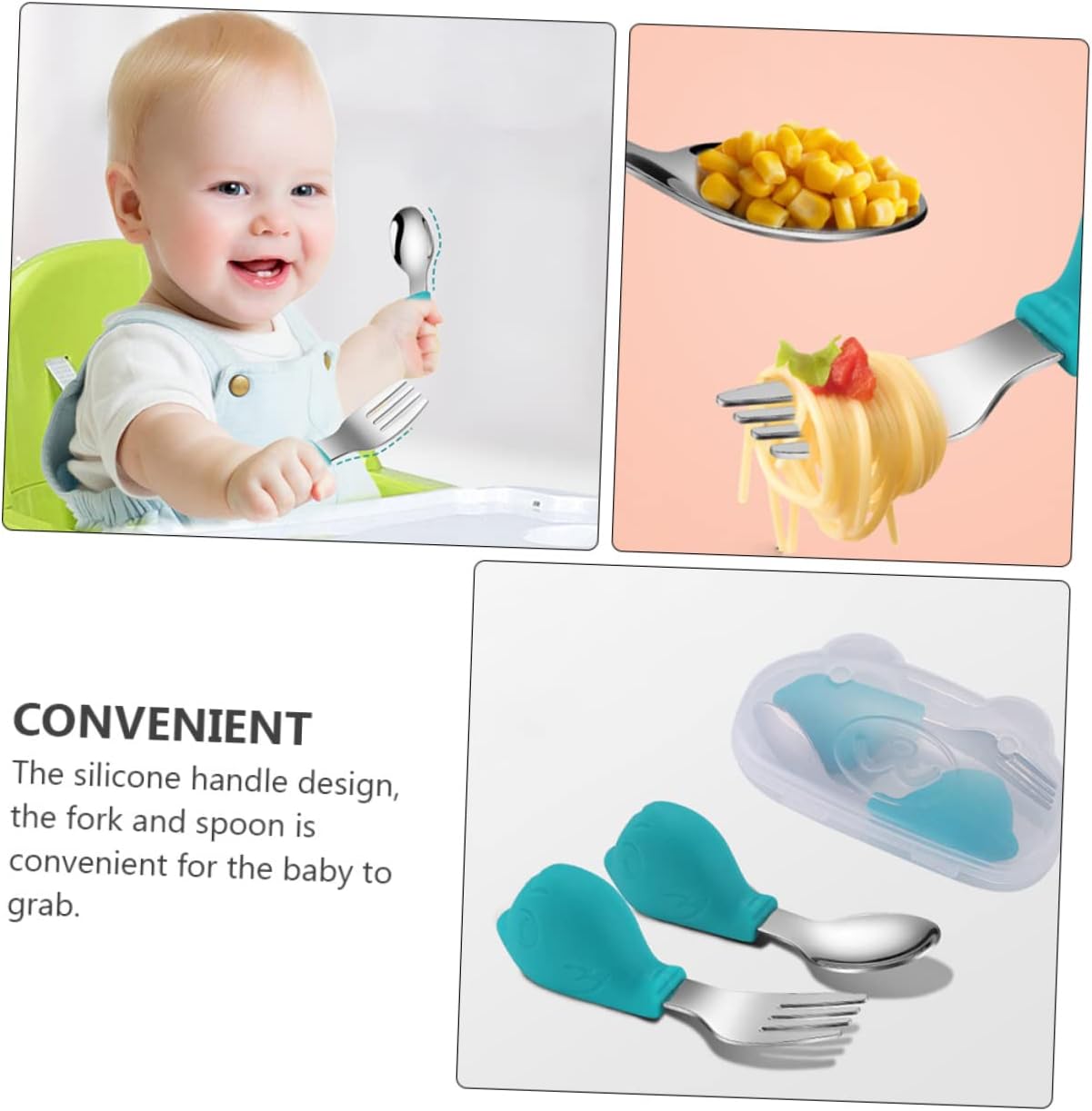 Luxshiny 2PCS Bird Themed Flatware Set for Baby Training