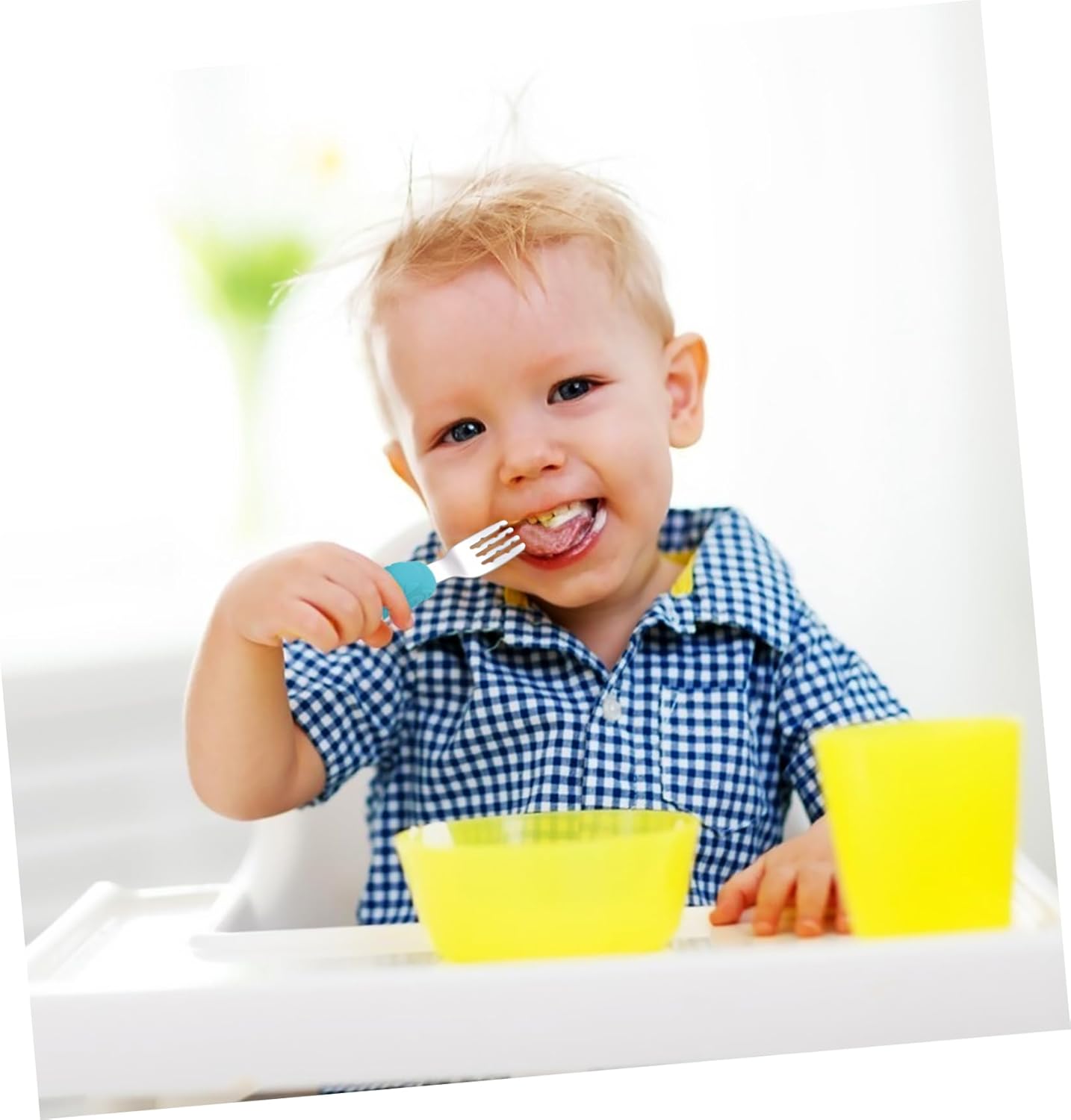 Toyvian Stainless Steel Spoon and Fork Set for Baby Weaning