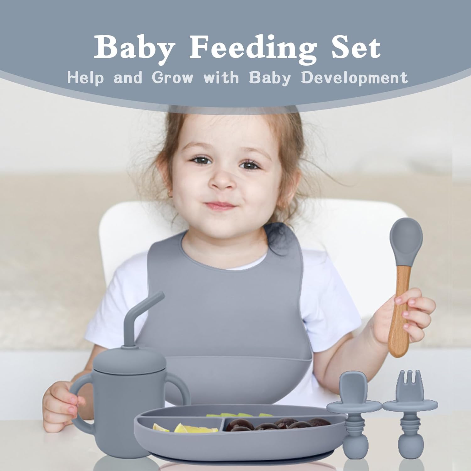 Silicone Baby Feeding Set - 10PCS Safe Adjustable
