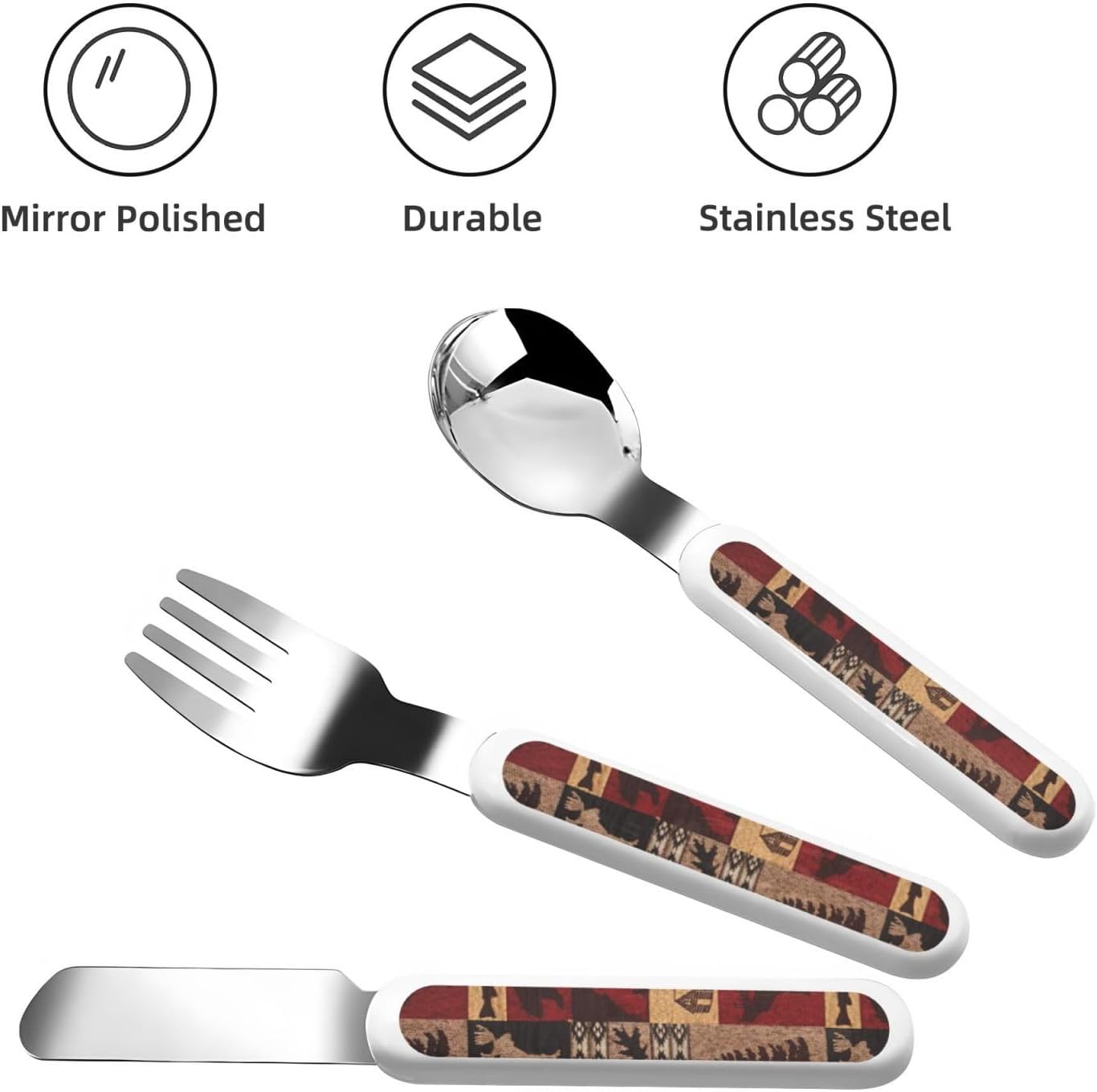 Lodge Bear Deer Fish Print Flatware Set with Travel Case