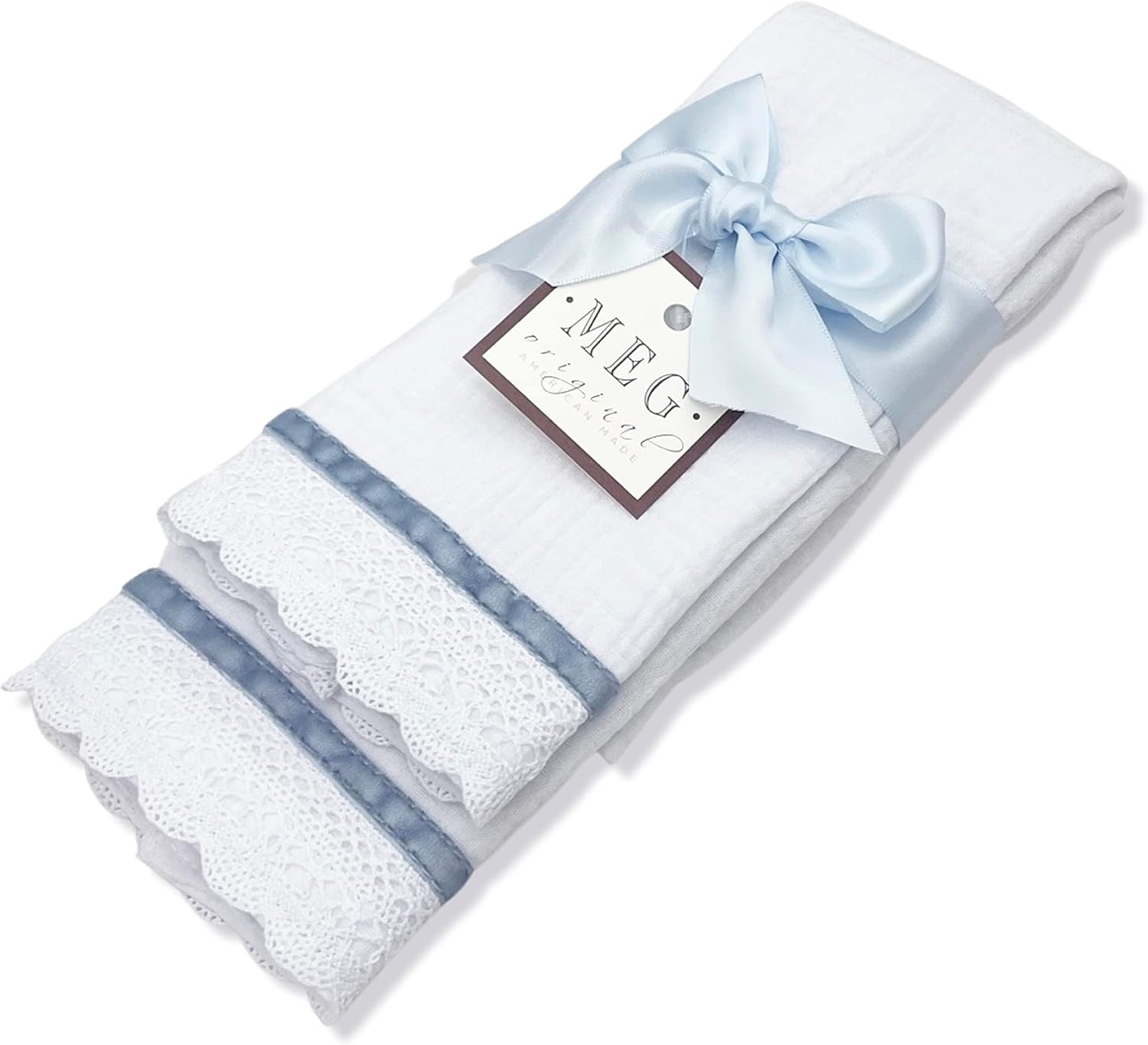 MEG Original Baby Burp Cloth Set - Blue Stripe on Cotton 1