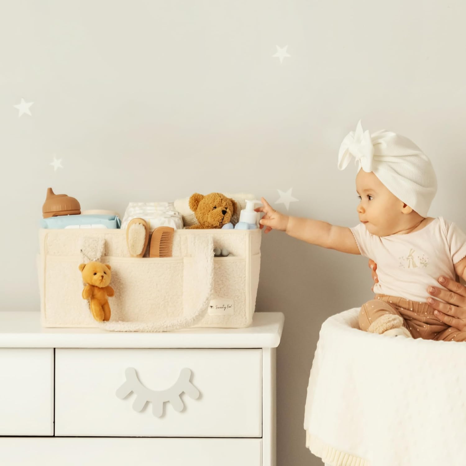 Sweety Fox Baby Diaper Caddy Organizer with Handle