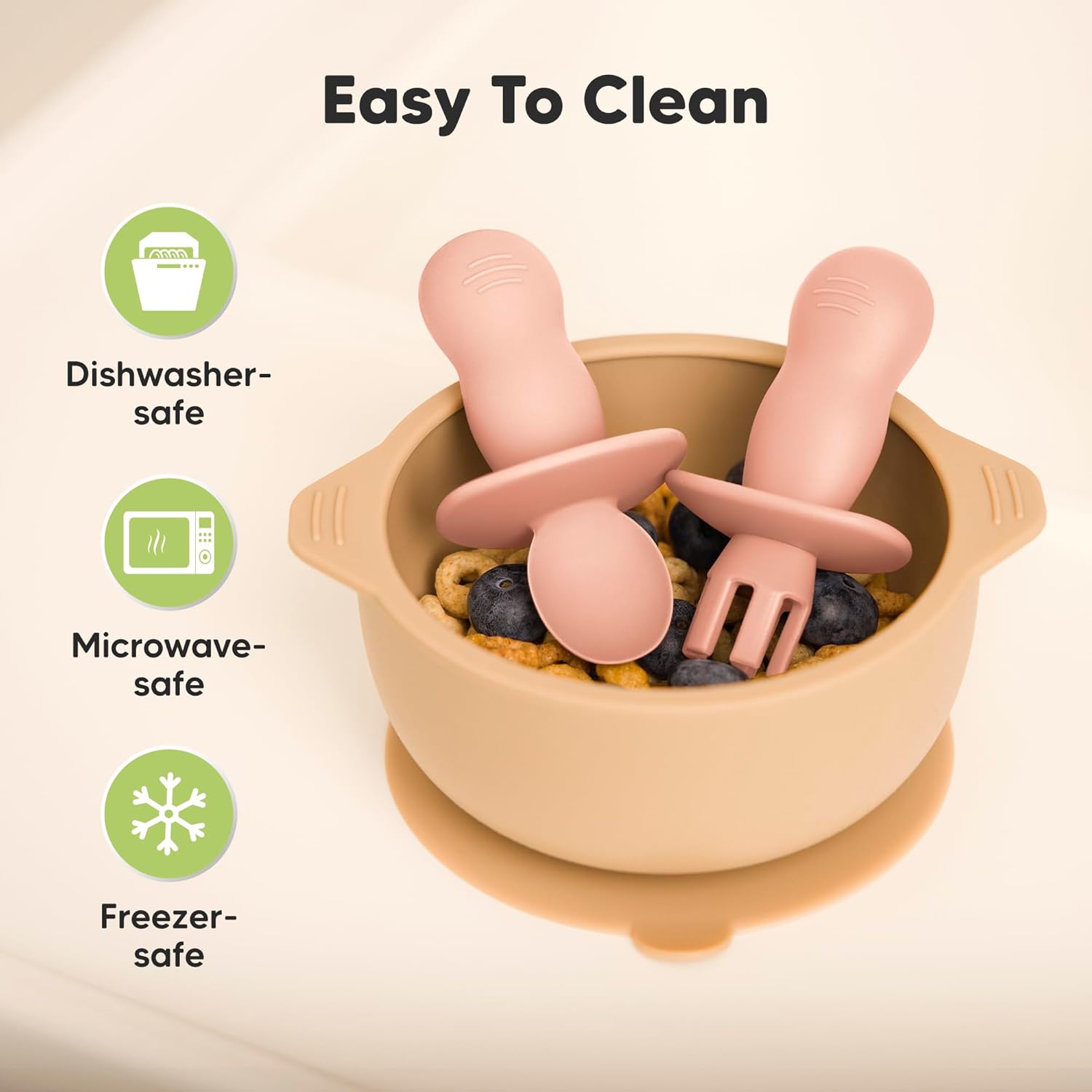 KeaBabies 4-Pack Silicone Feeding Set with 2-Pack Suction Bowls