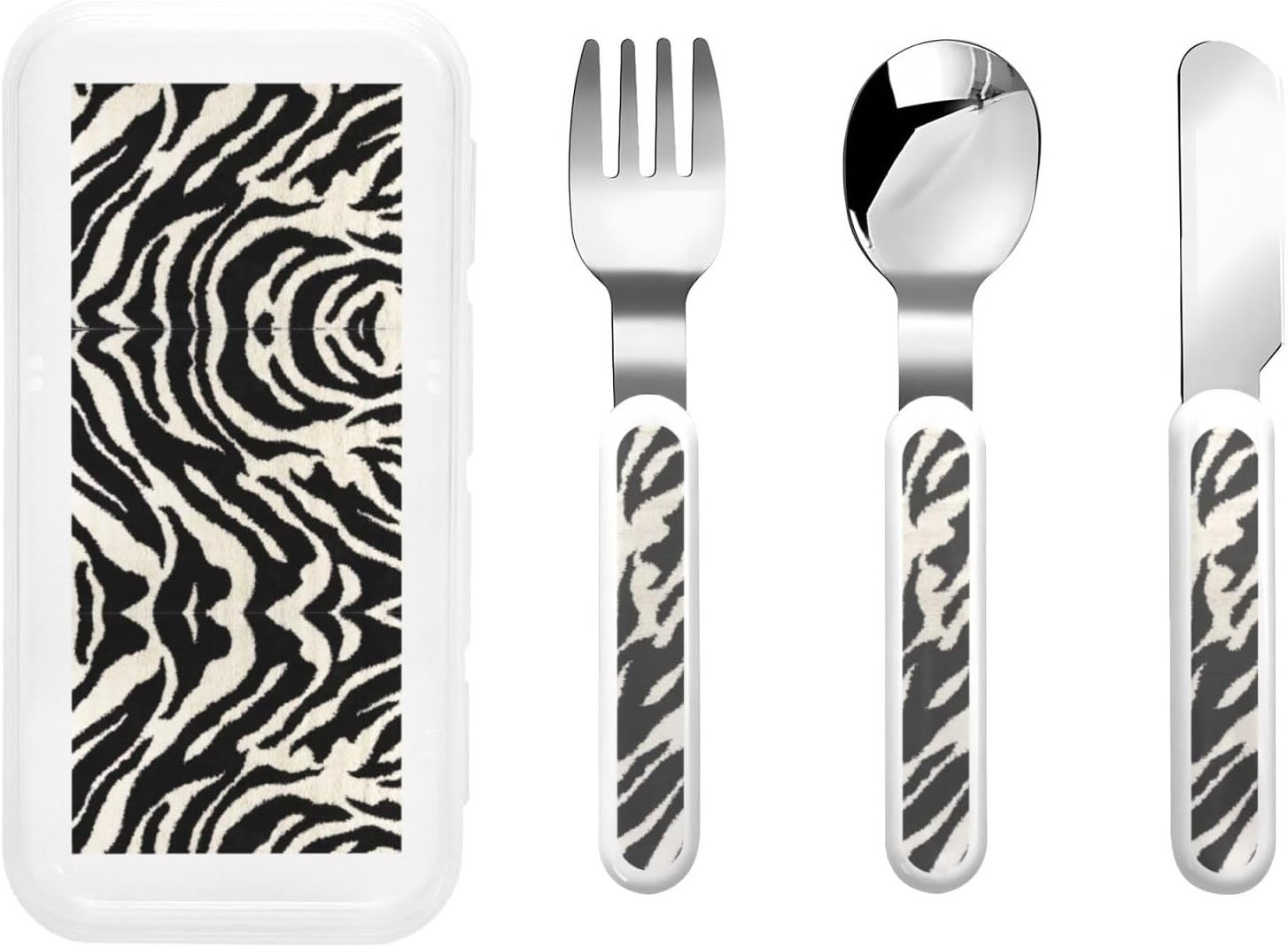 Zebra Animal Print Stainless Steel Utensils Set with Travel Case