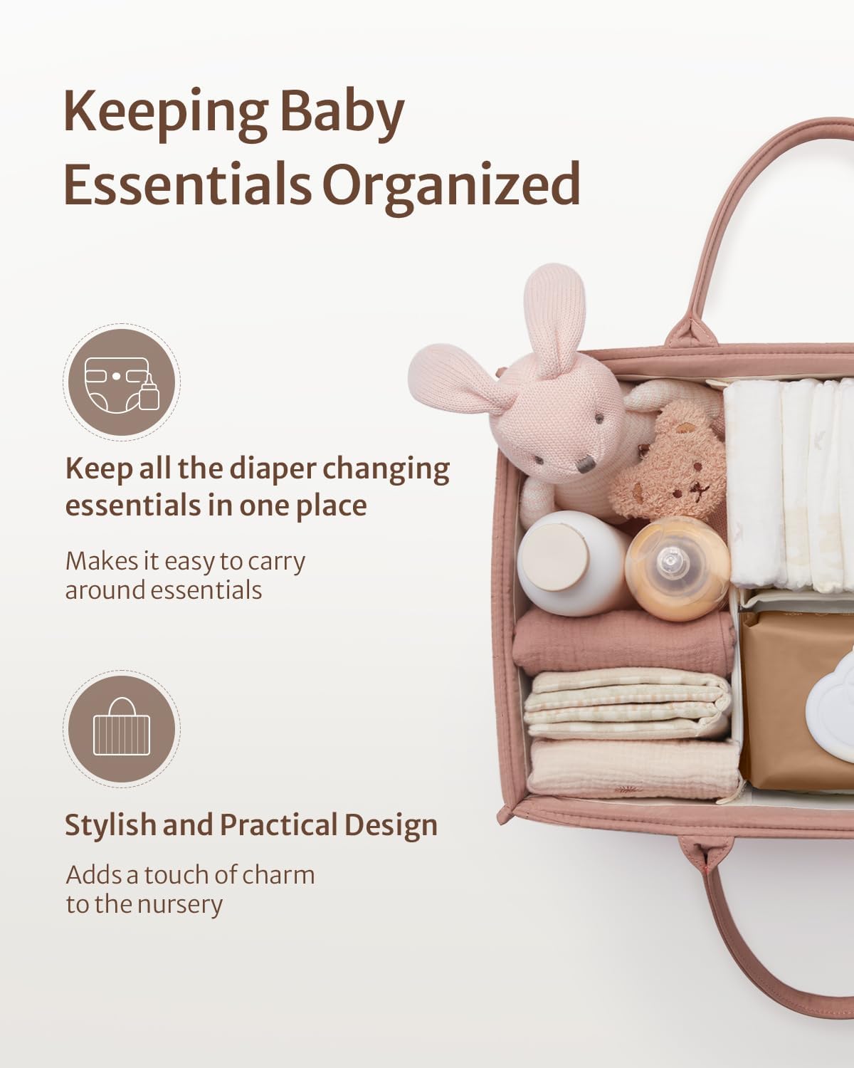 Blissful Diary Pink Diaper Caddy Organizer