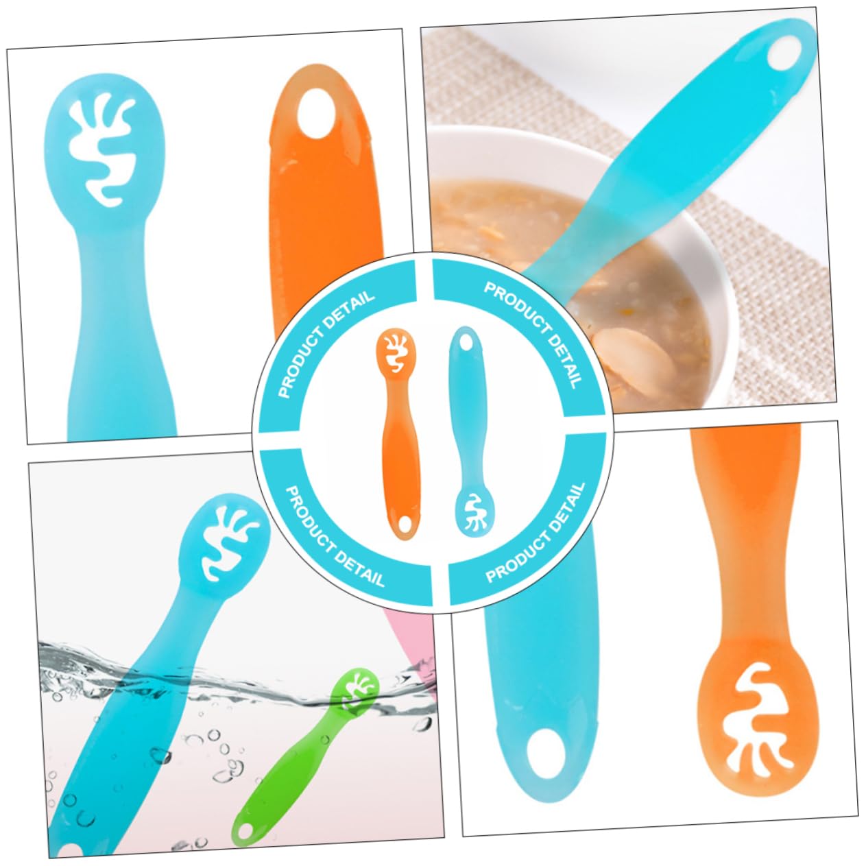Toyvian 2PCS Safe Silicone Spoons for Babies and Travel