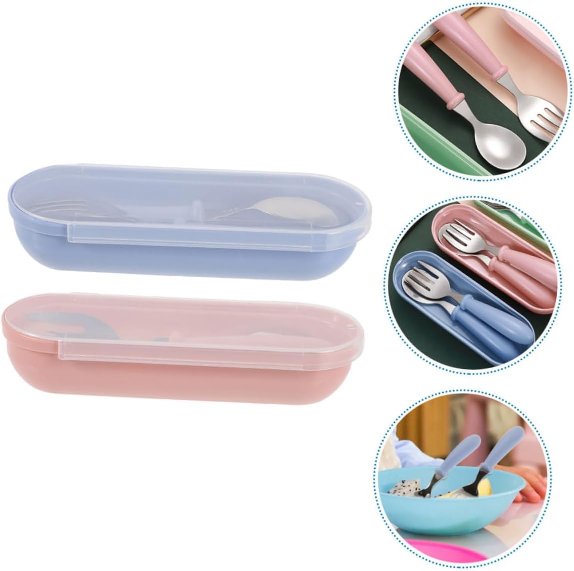 VICASKY 2 Sets Stainless Steel Fork Spoon for Kids 1