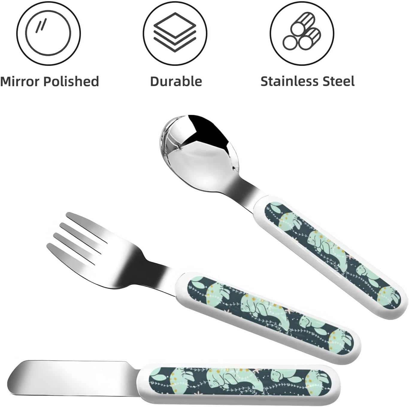 Manatee Animals Calf Print Flatware Set with Travel Case