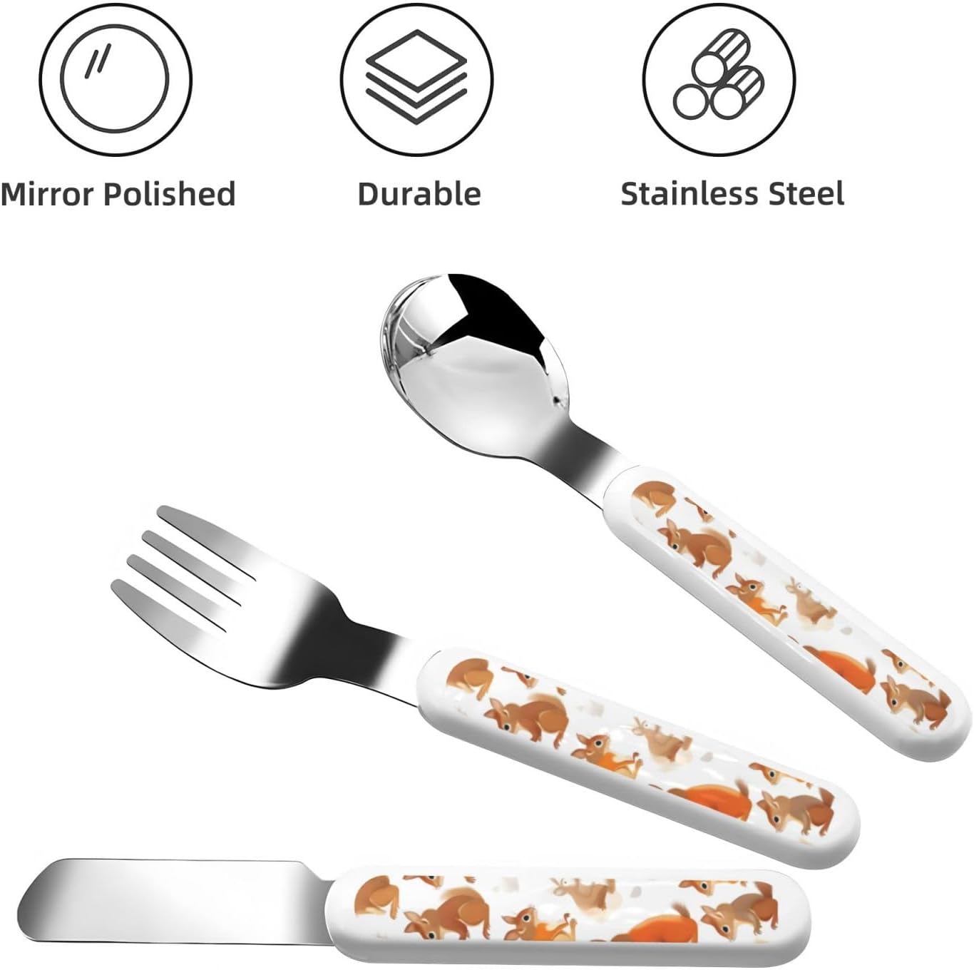 Cute Squirrels Print Stainless Steel Utensils Set with Travel Case