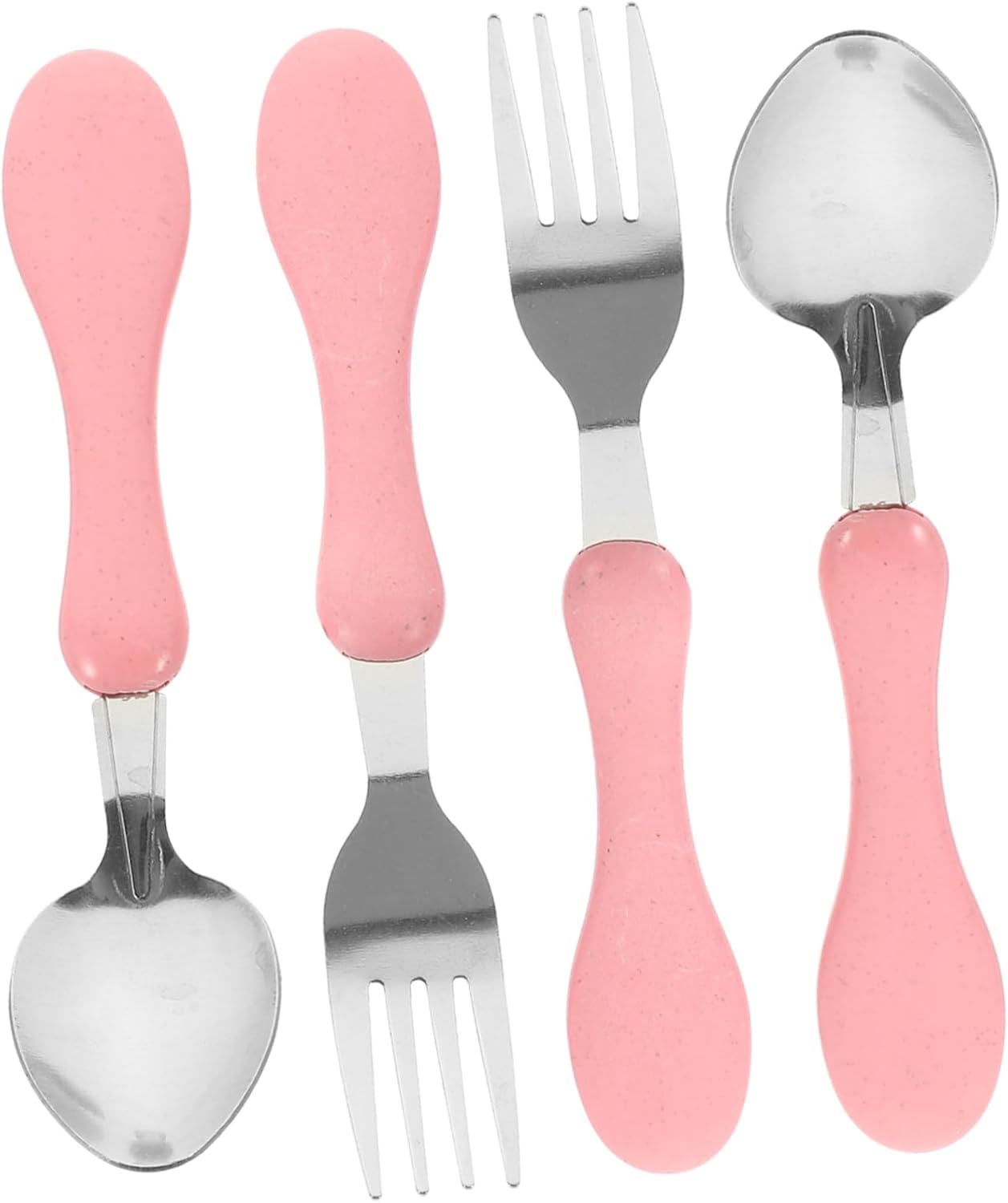 4pcs Cartoon Forks Spoons with Silicone Handles