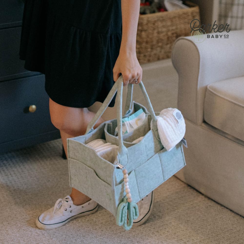 Parker Baby Diaper Caddy - Large Sage Green