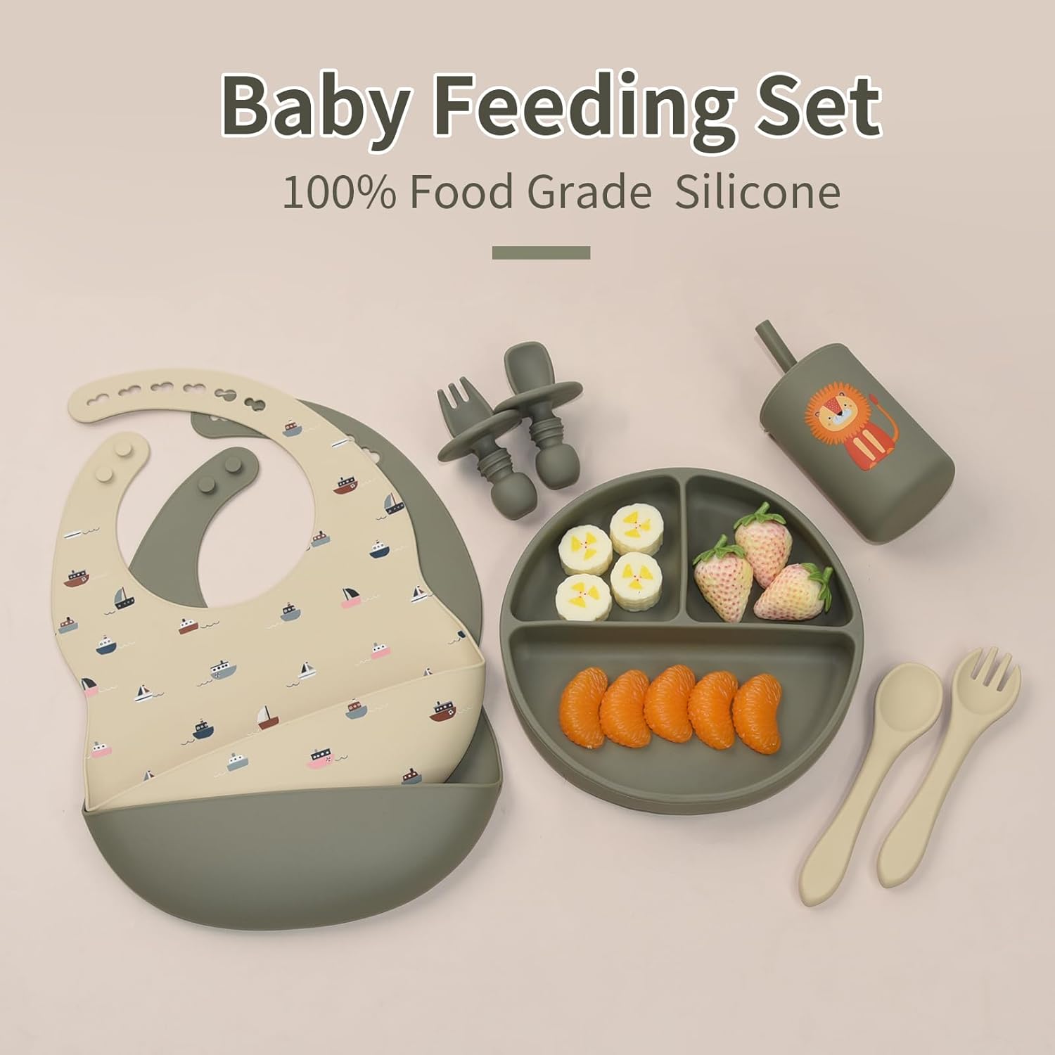Little Rawr 8-Piece Silicone Feeding Set for 6 Months