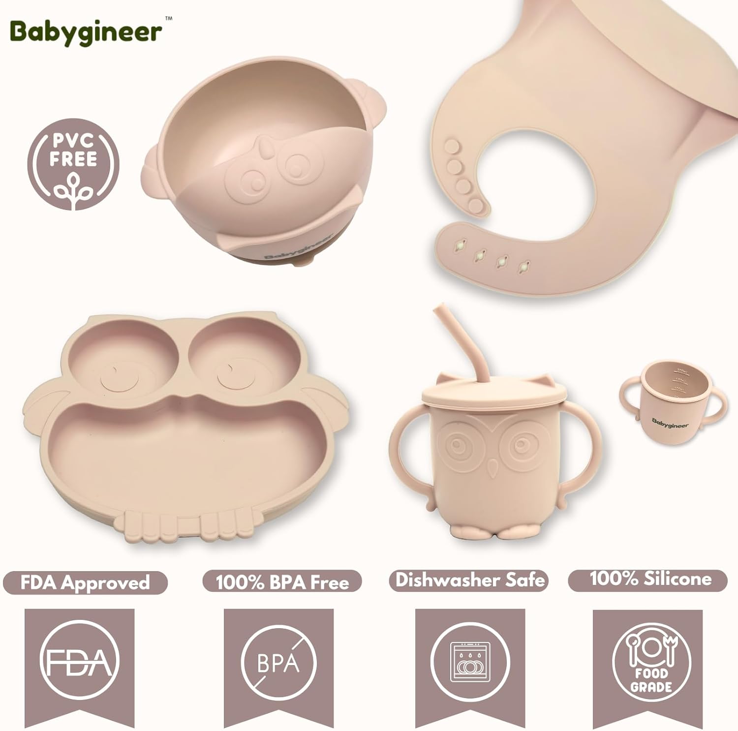 Eco-Friendly Baby Feeding Set with Owl Utensils