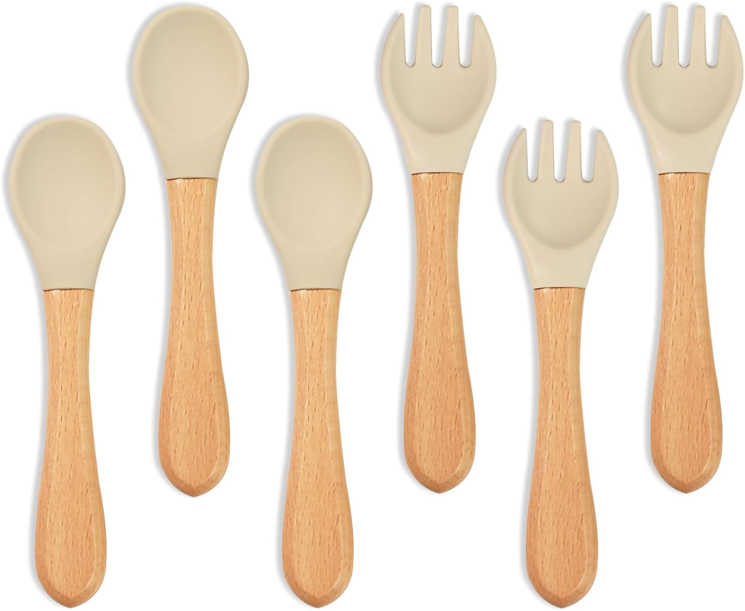LITTLE RAWR Silicone Baby Spoons Forks 6 Pack
