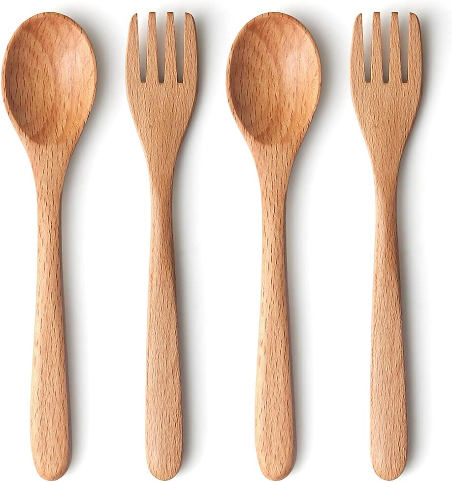 YFWOOD 4-Piece Wooden Kids Cutlery Set