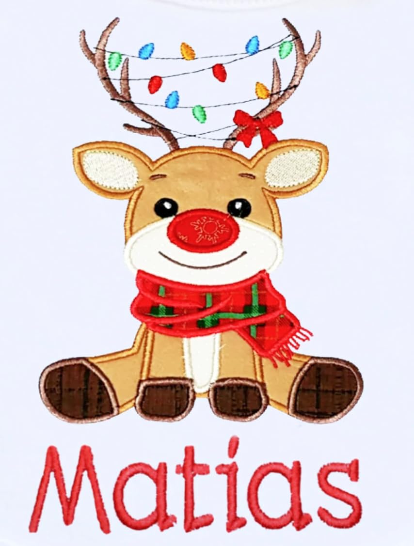 Handmade Christmas Reindeer Baby Bib with Custom Name