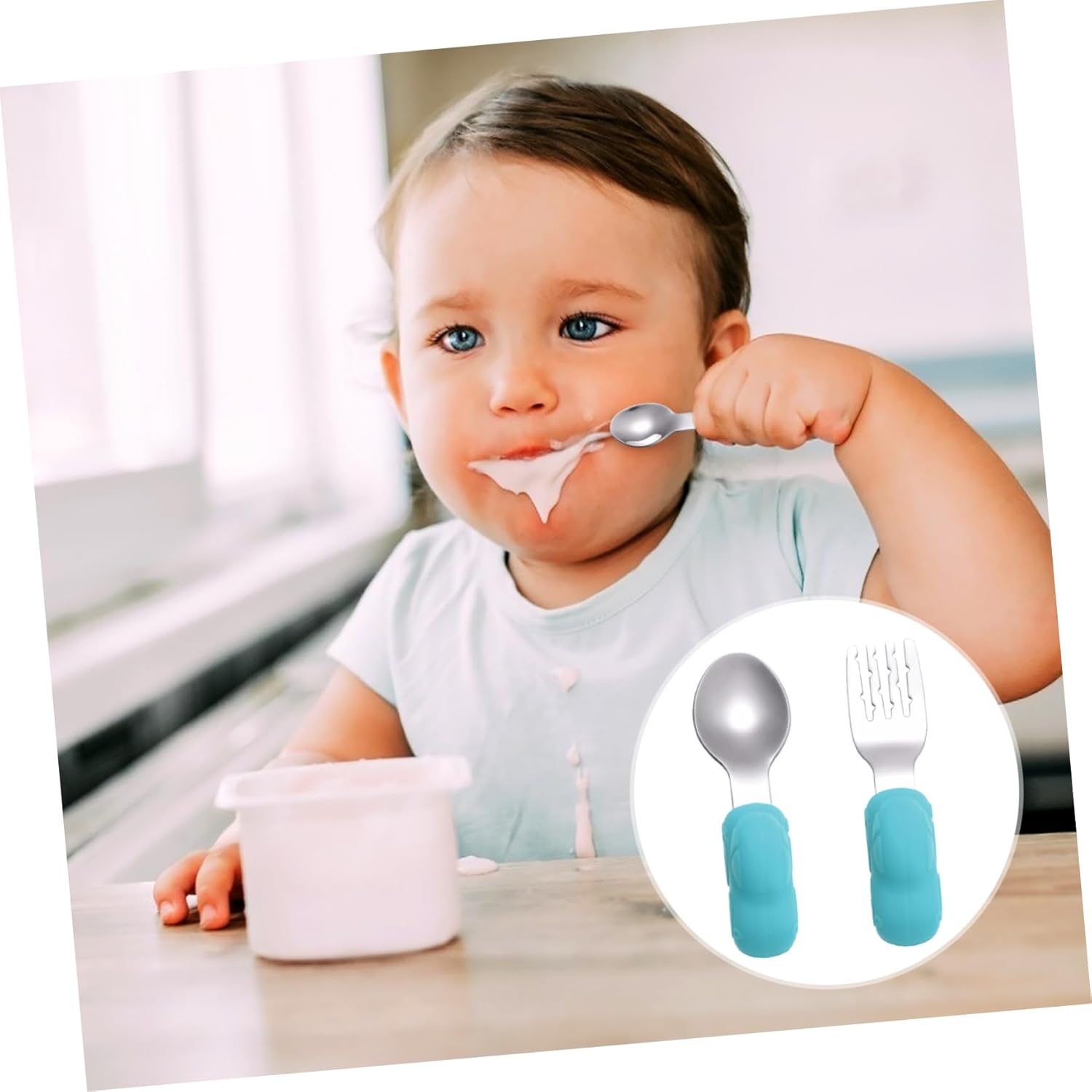 Hoement Stainless Steel Spoon and Fork Set 1 Pair