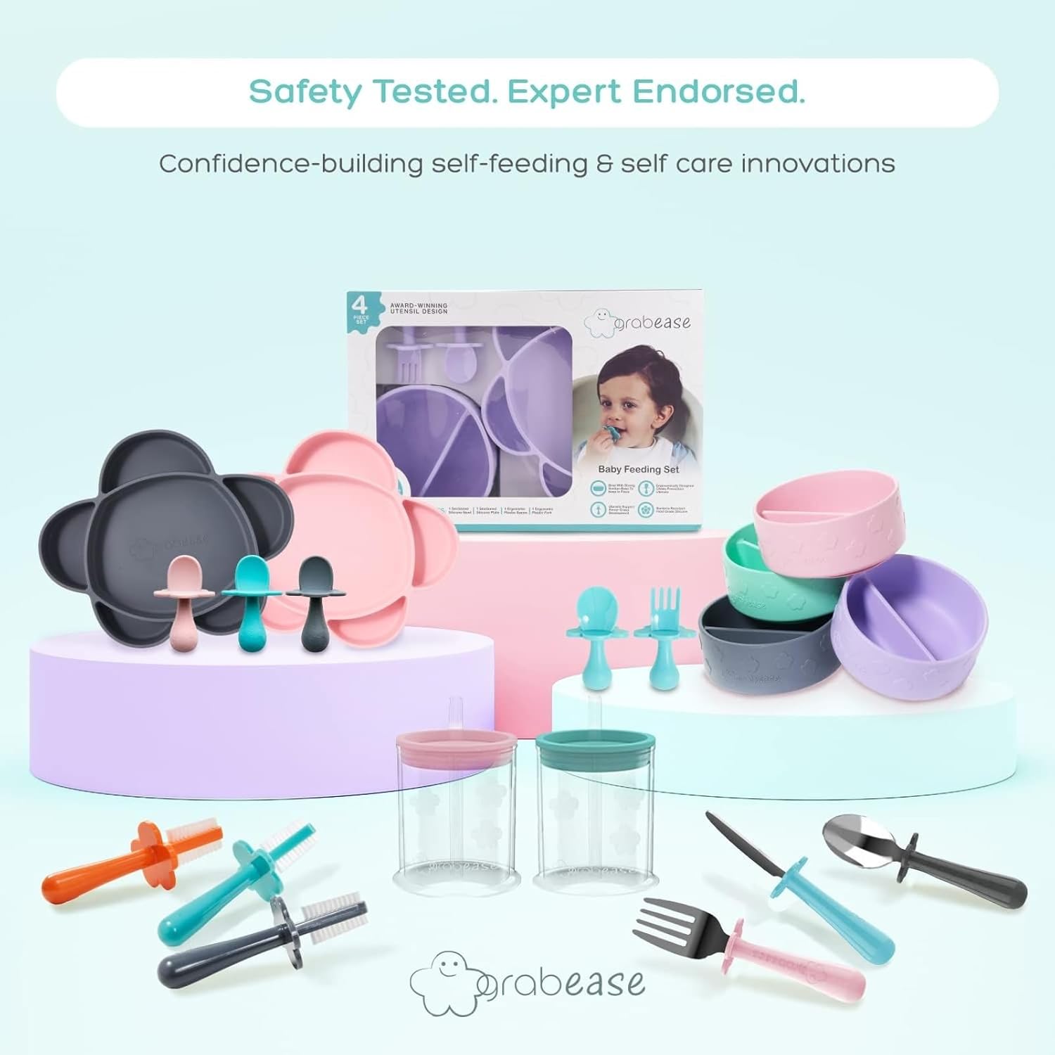 Grabease Toddler Silverware Set for Independent Eating