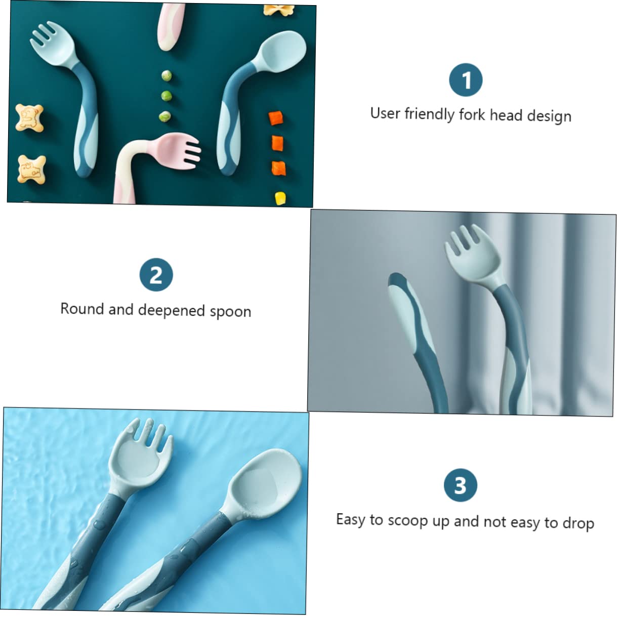 IWOWHERO 2 Sets Soft Spoon and Fork Training Utensils 1