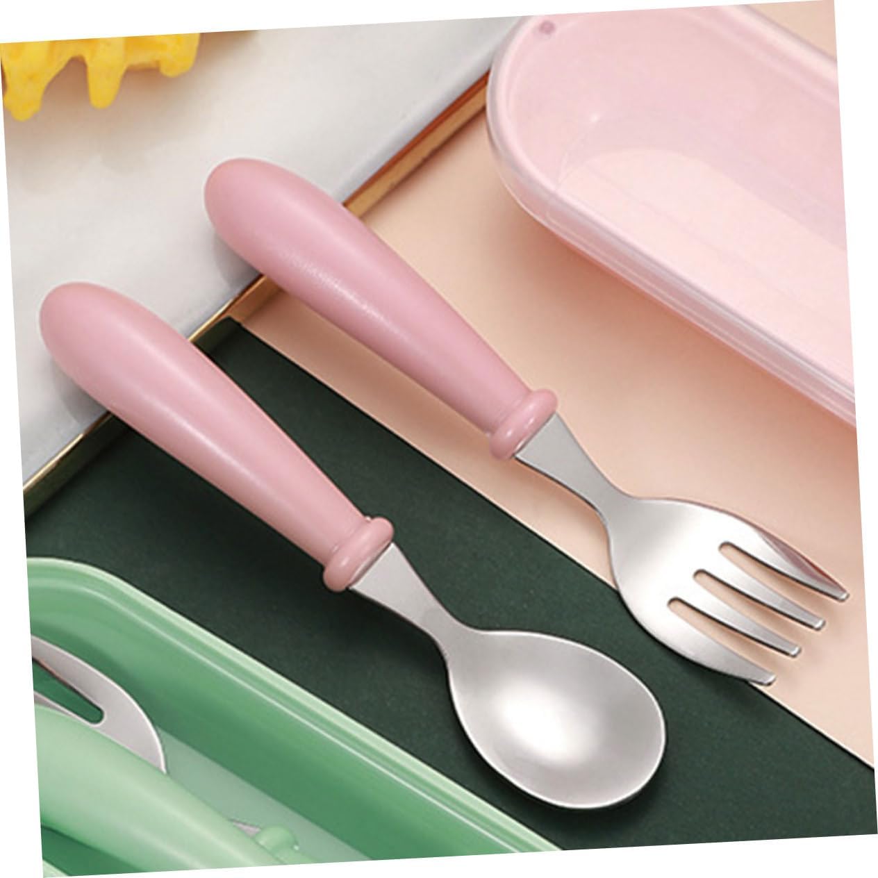 VICASKY 2 Sets Stainless Steel Fork Spoon for Kids 1