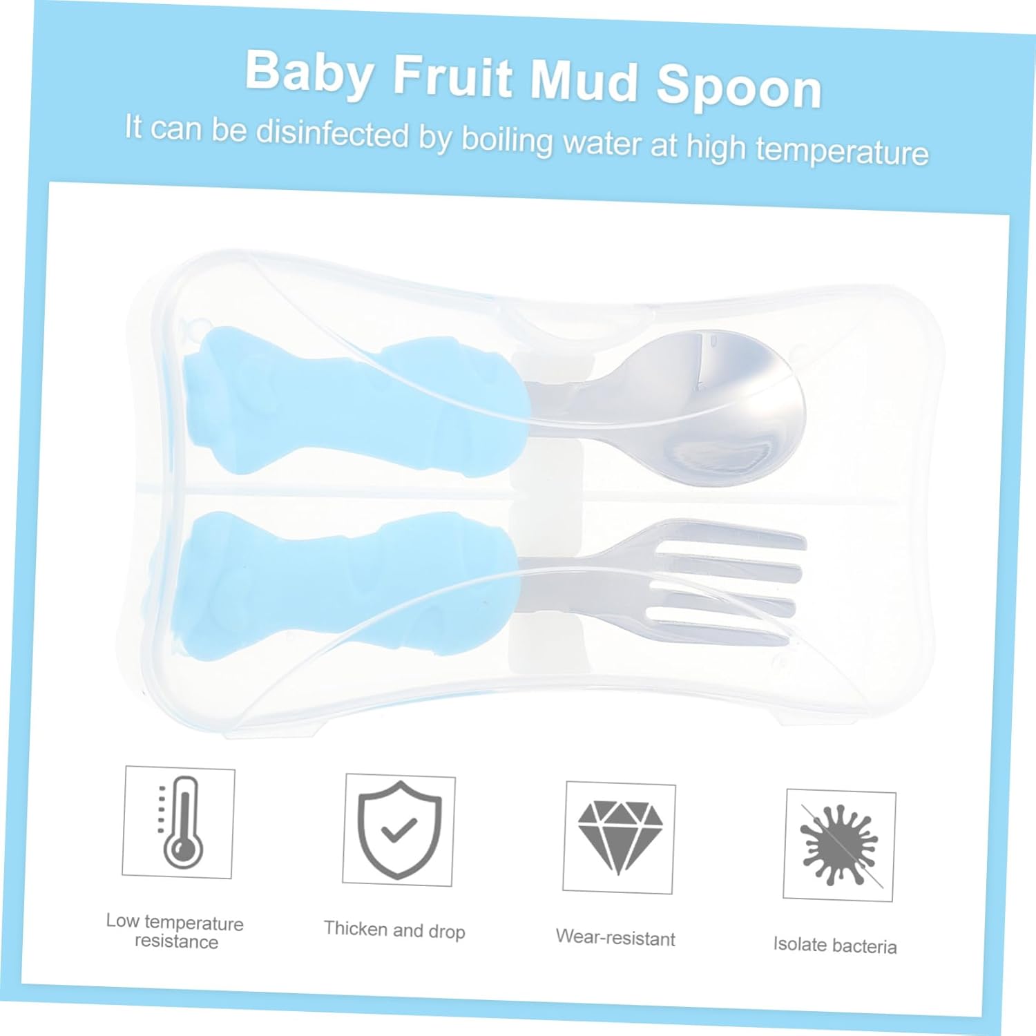 MOBUTOFU Training Fork Spoon Set with Fish Design for Self Feeding