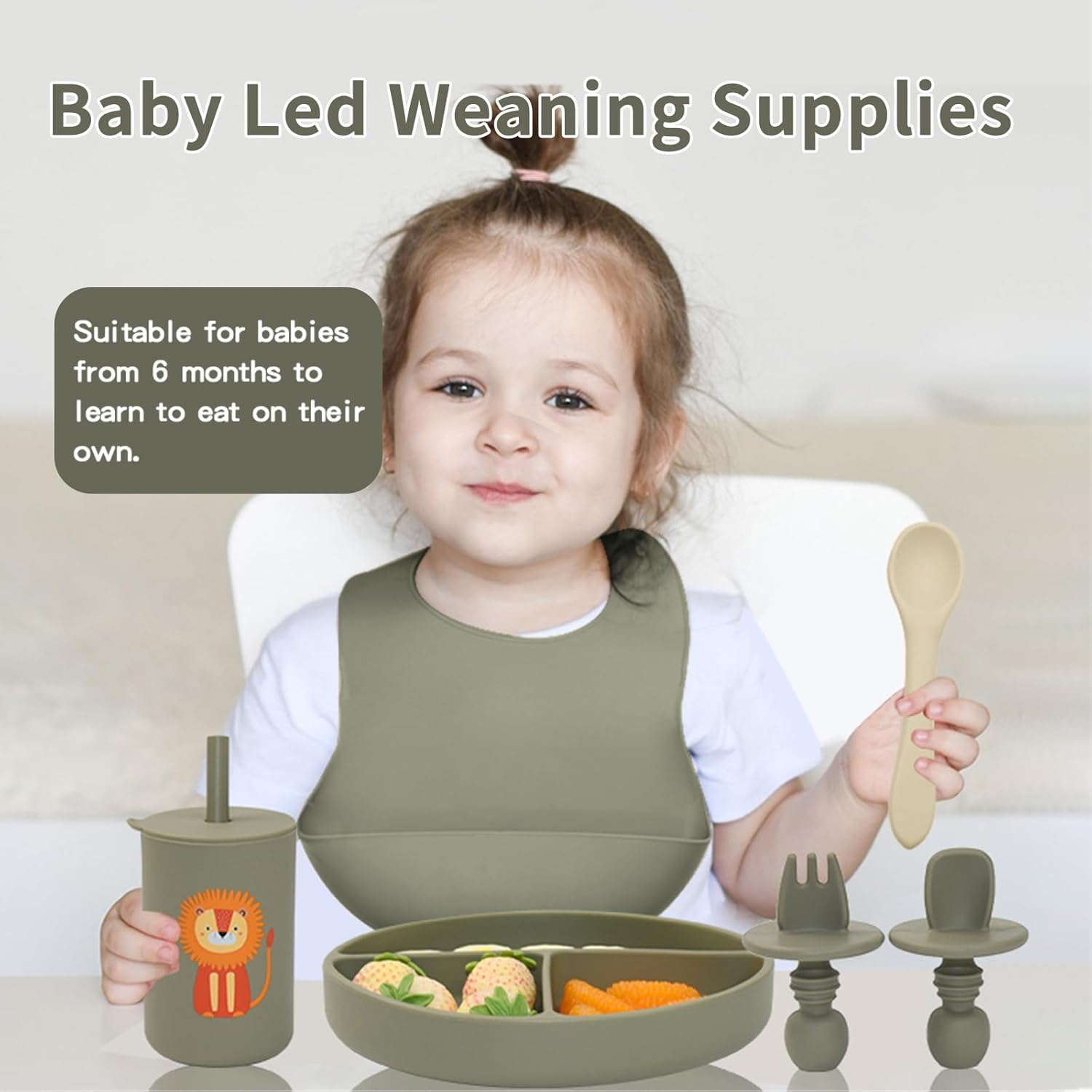 Little Rawr 8-Piece Silicone Feeding Set for 6 Months