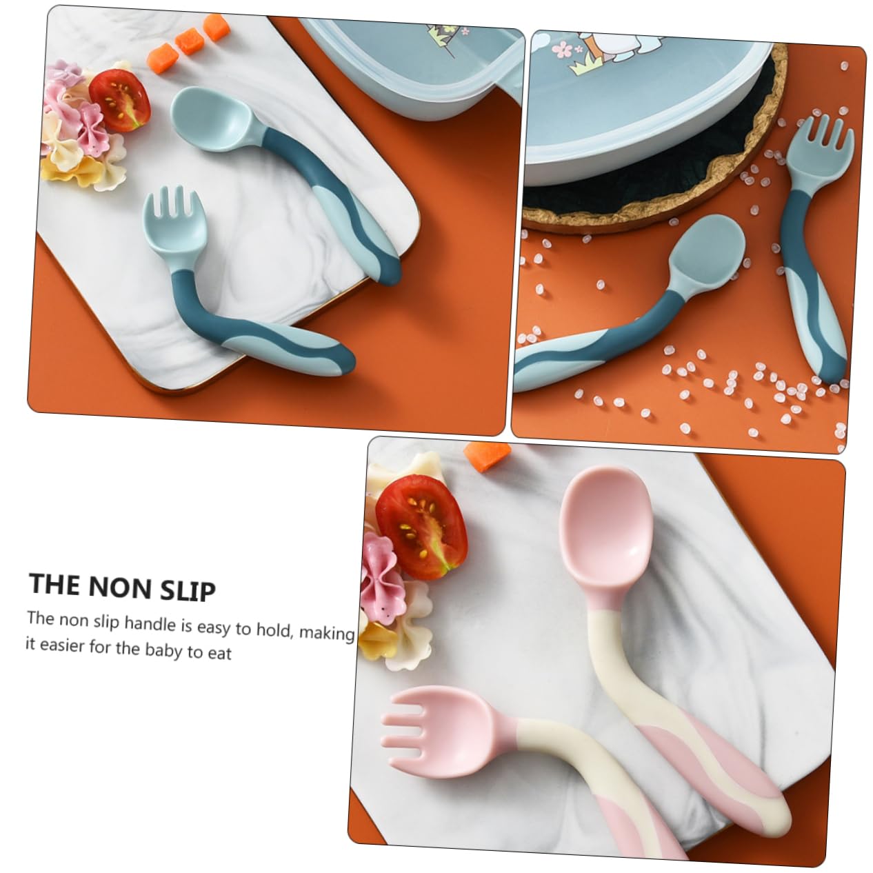 IWOWHERO 2 Sets Soft Spoon and Fork Training Utensils 1