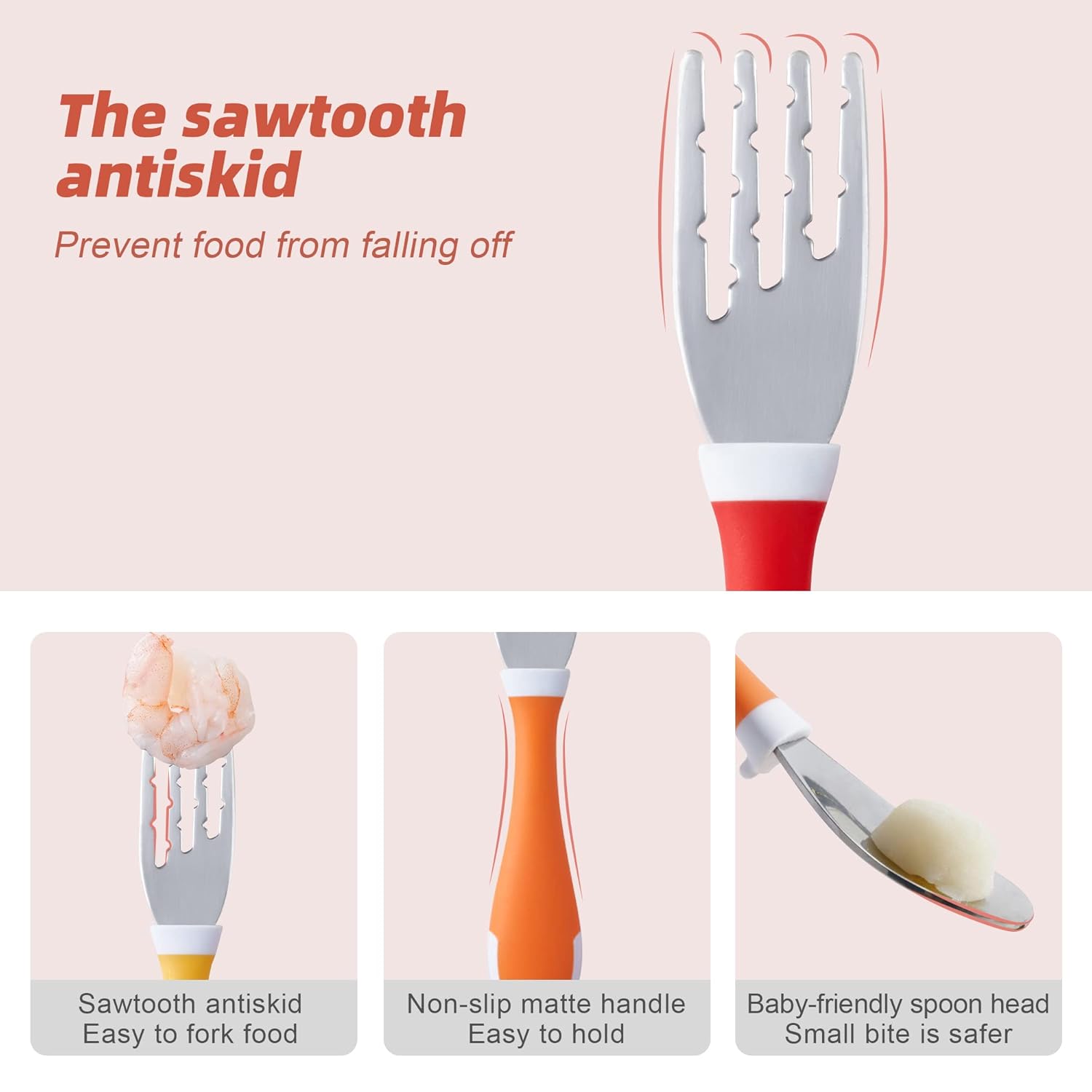 Mafeed 6 Piece Toddler Stainless Steel Utensils Set BPA Free