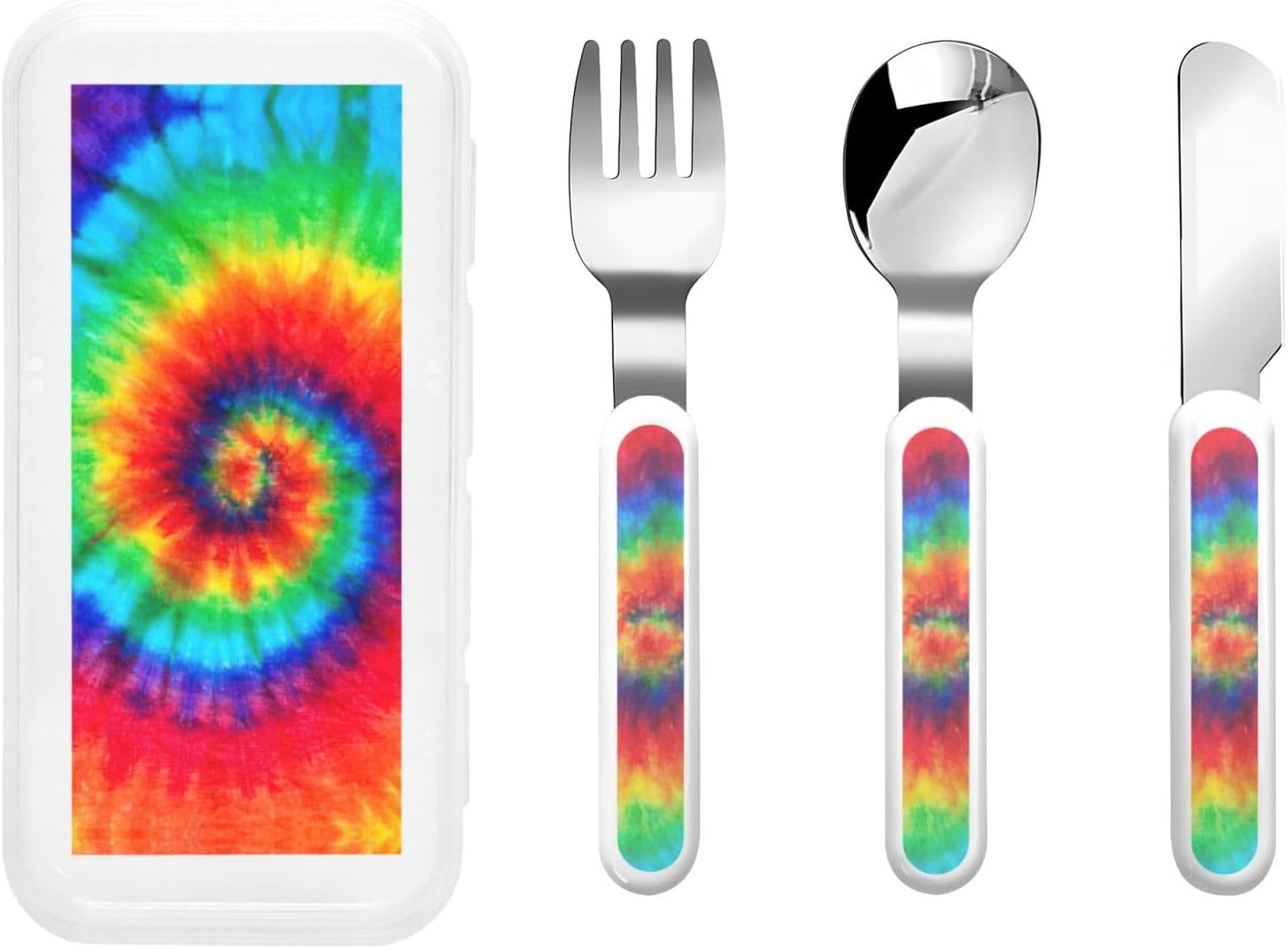 Tie Dye Hippies Print Flatware Set with Travel Case