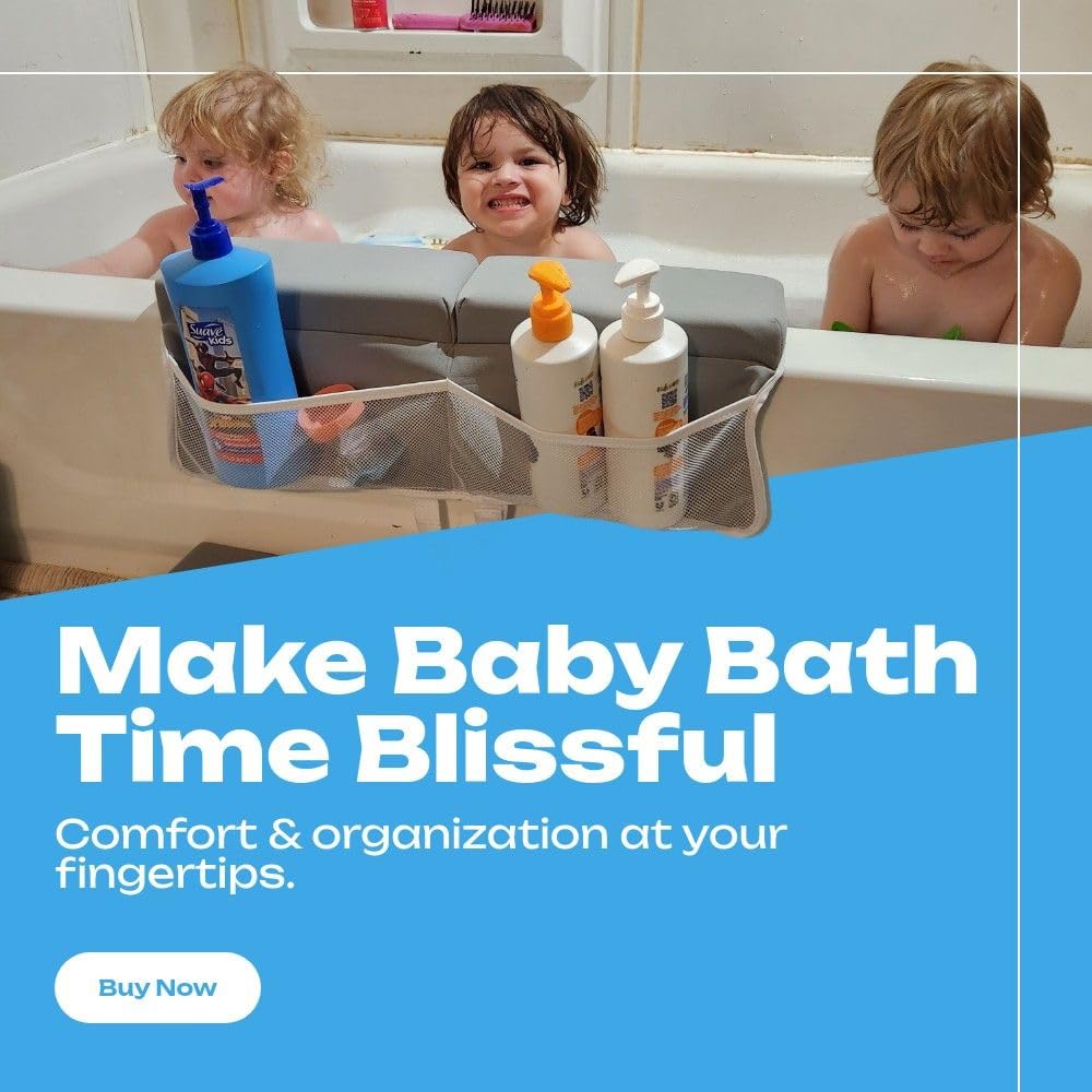 FluffyTub Baby Bath Kneeler with Elbow Rest Pad Set