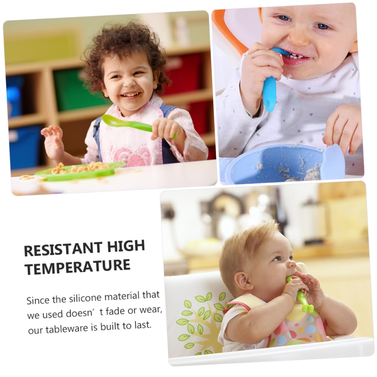 Toyvian 2PCS Safe Silicone Spoons for Babies and Travel