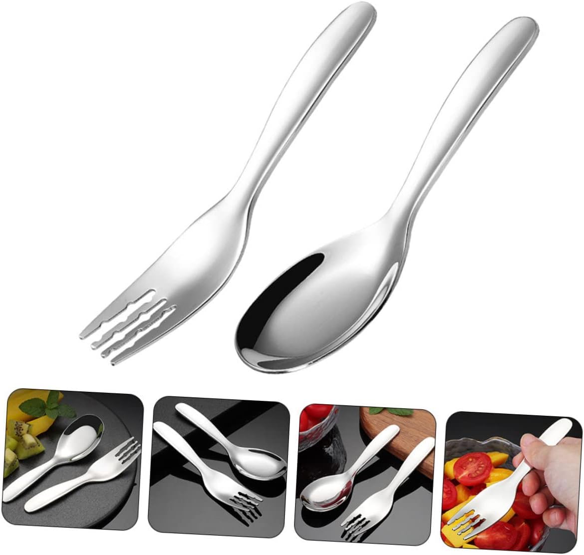 ULDIGI 2PCS Stainless Steel Feeding Utensils Set Fork and Spoon