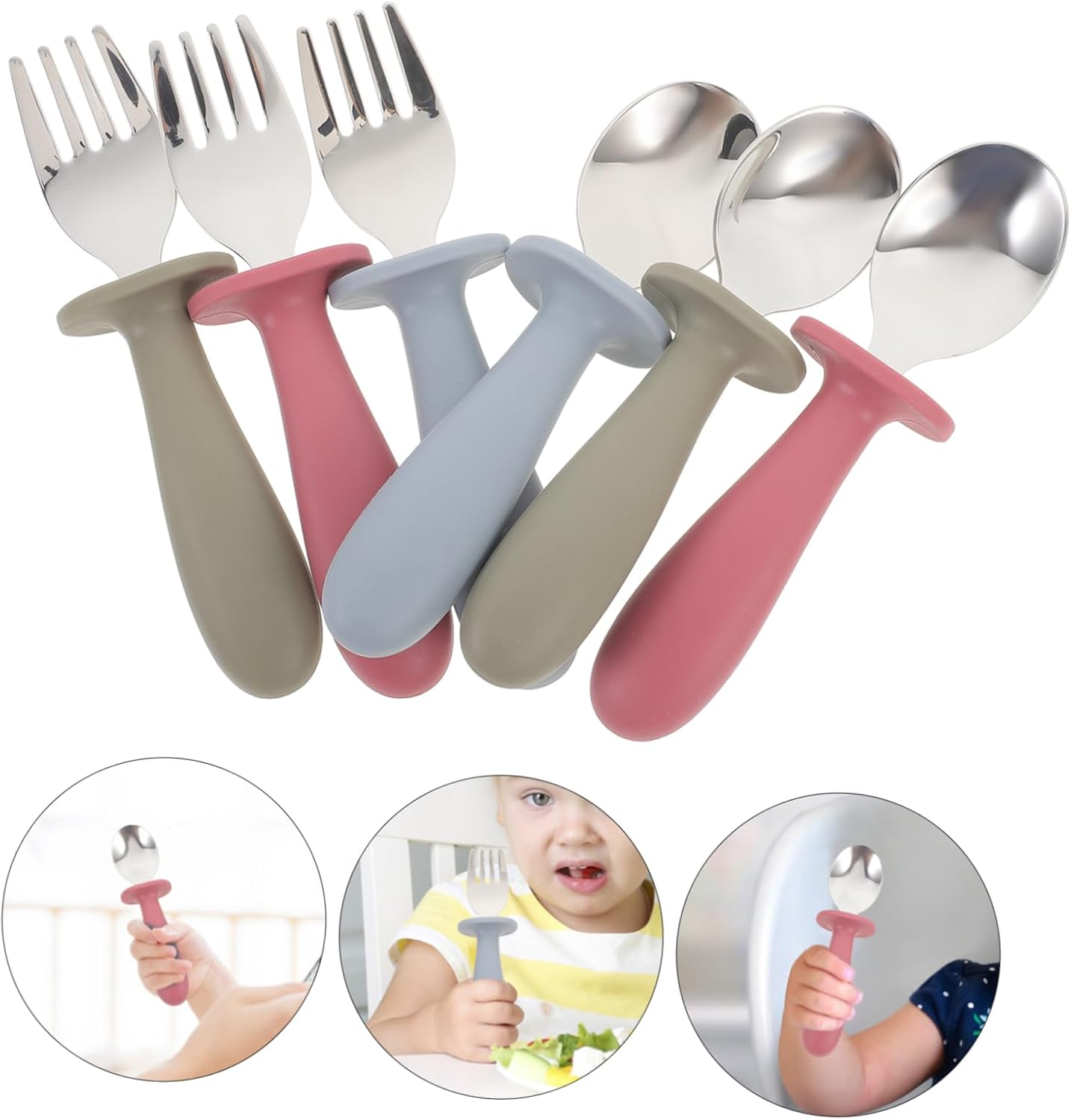VINTORKY 6Pcs Reusable Cutlery Set for Baby Feeding