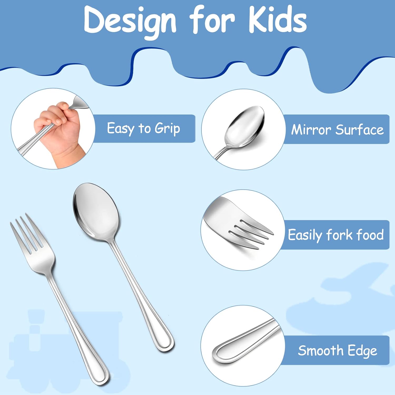TeamFar Toddler Flatware Set 3 Forks 3 Spoons
