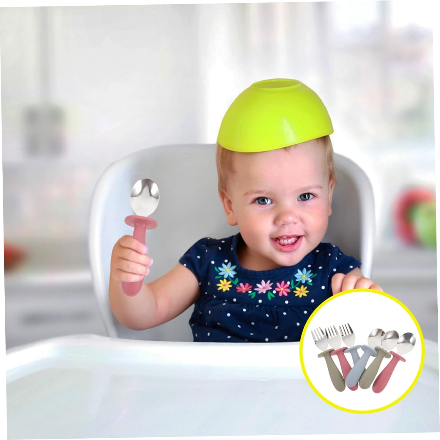 UTHCLO 6Pcs Stainless Steel Flatware Set for Baby and Mealtime Use