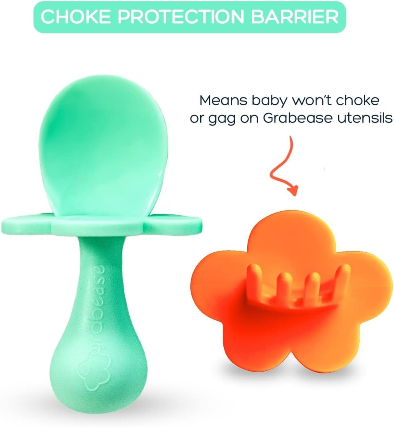 Grabease Baby Spoons Forks 2 Sets BPA-Free Mint Orange