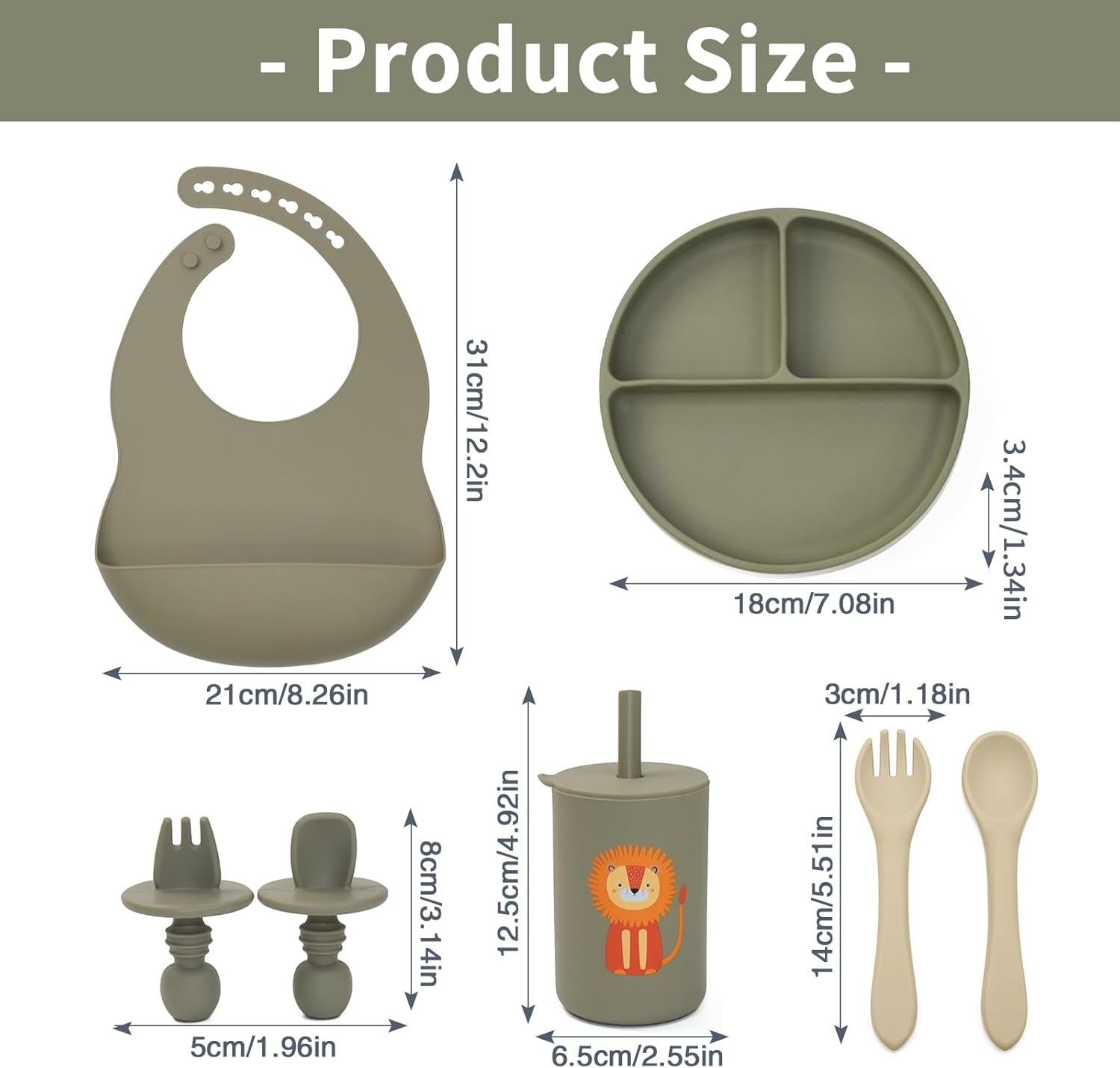 Little Rawr 8-Piece Silicone Feeding Set for 6 Months
