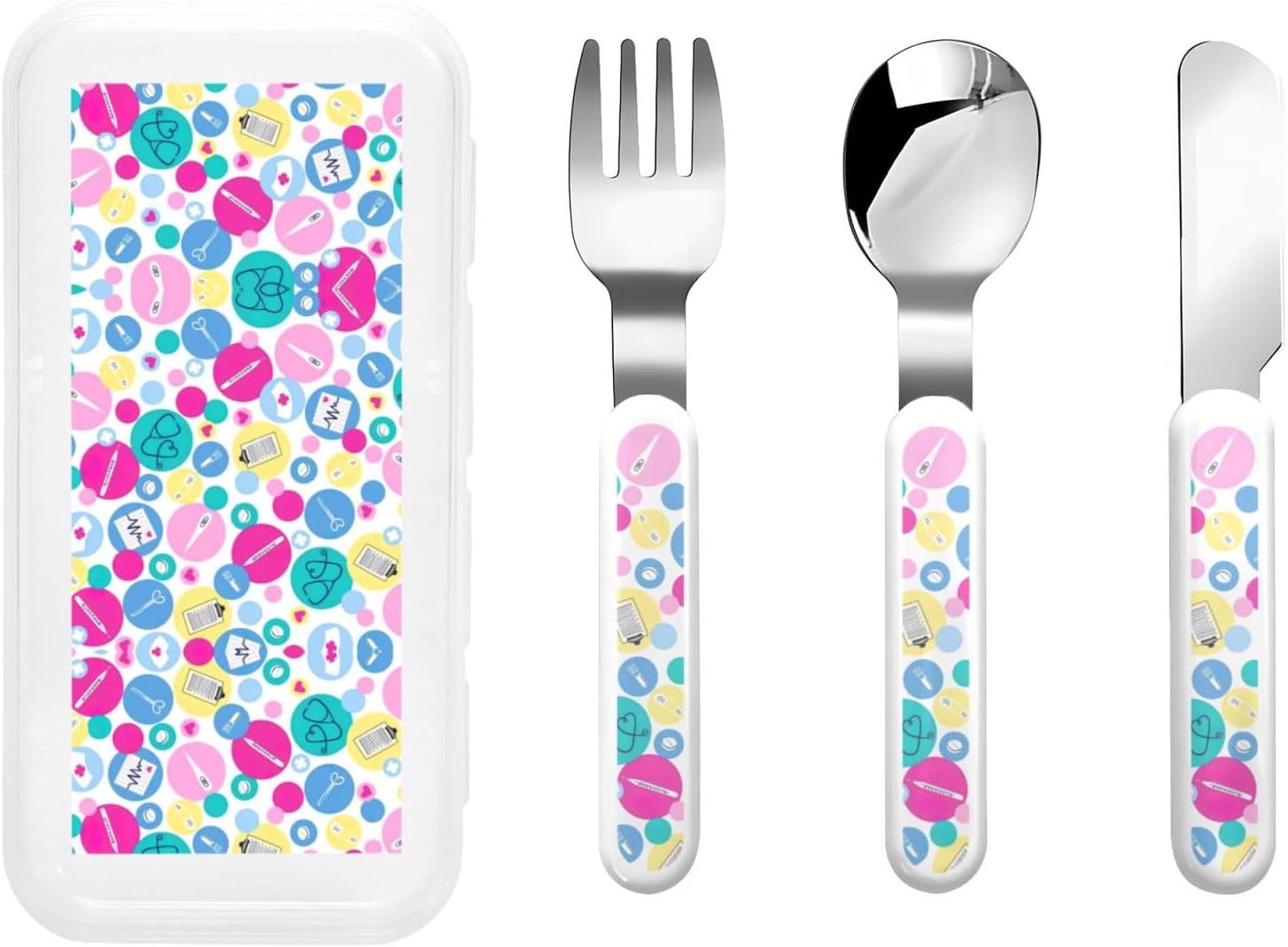 Cute Nurse Print Utensils Set with Travel Case