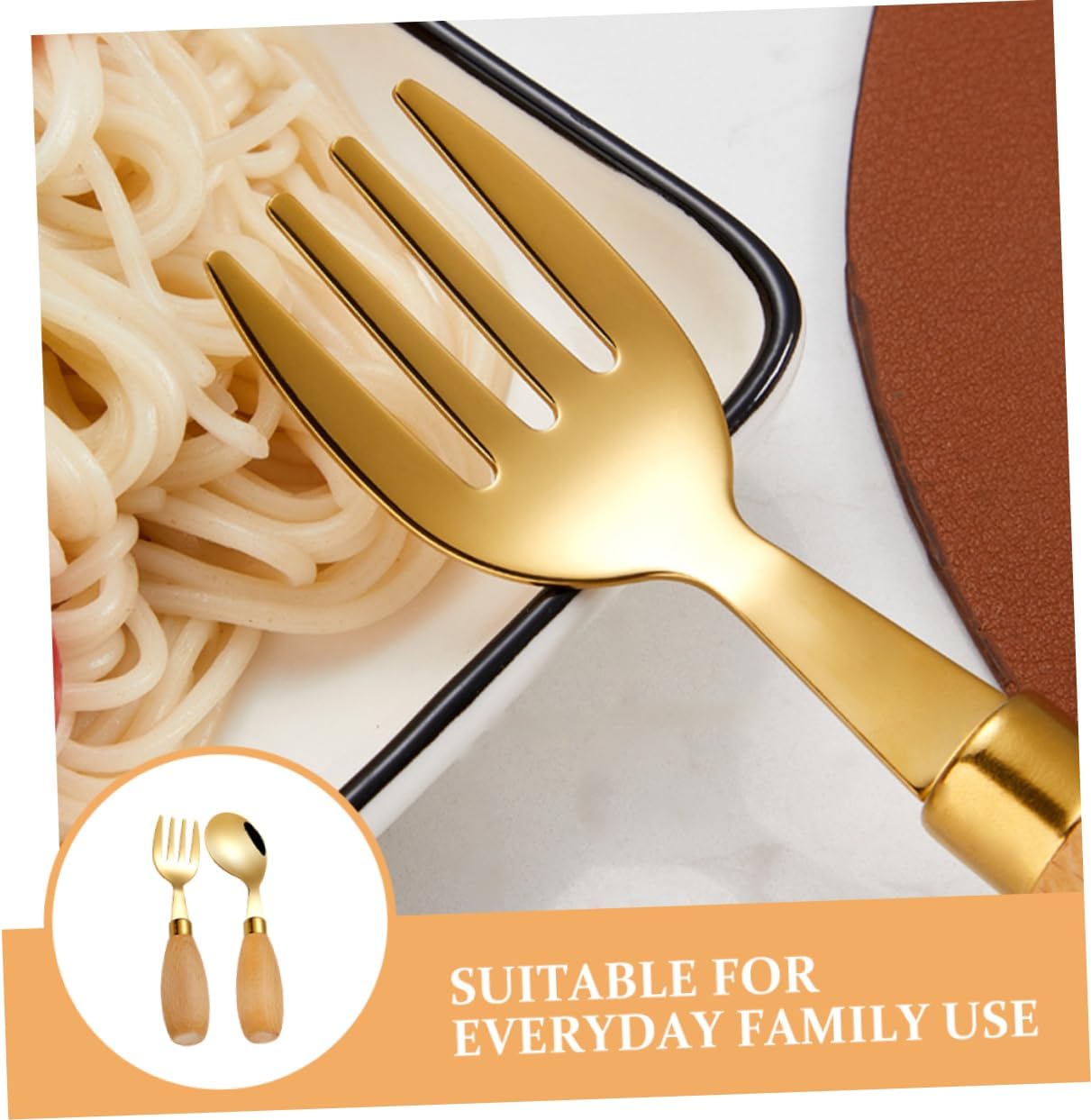 Unomor 4-Piece Curved Spoon Fork Set for Kids