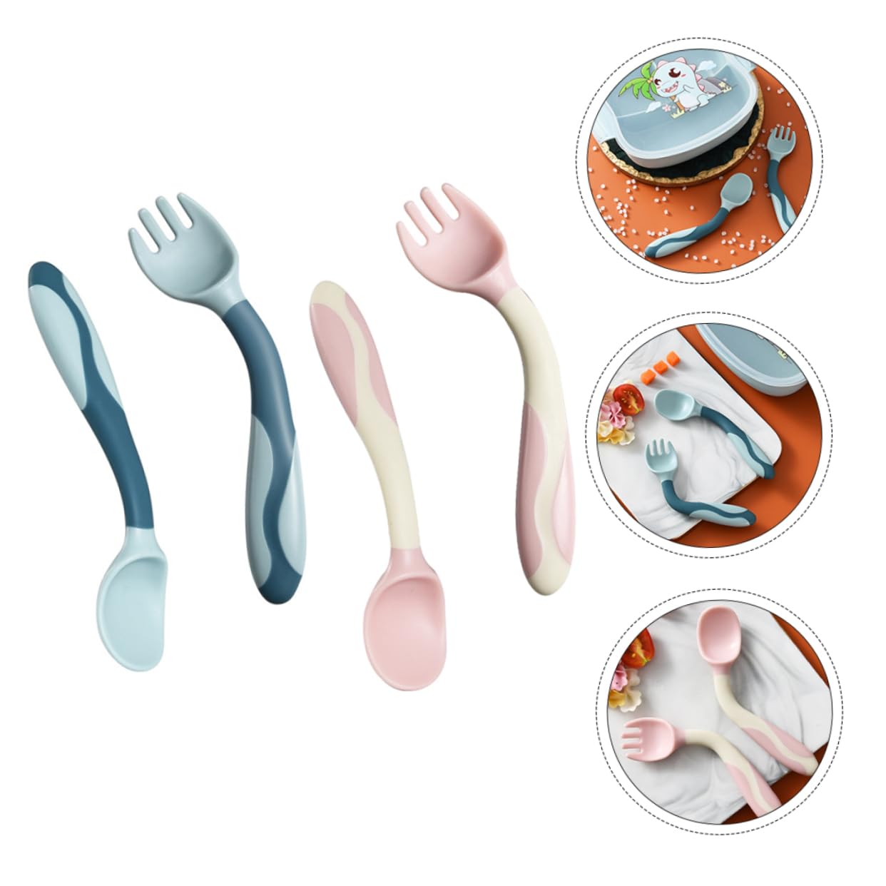 Hoement 2 Sets Flexible Spoon and Fork for Training 1