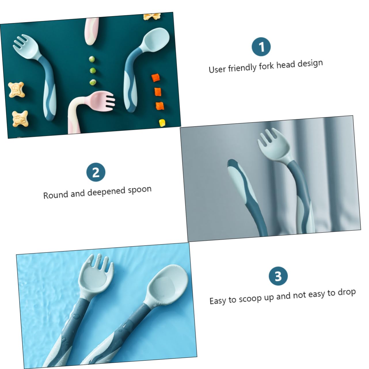 Toyvian 2-Piece Bendable Fork Spoon Set