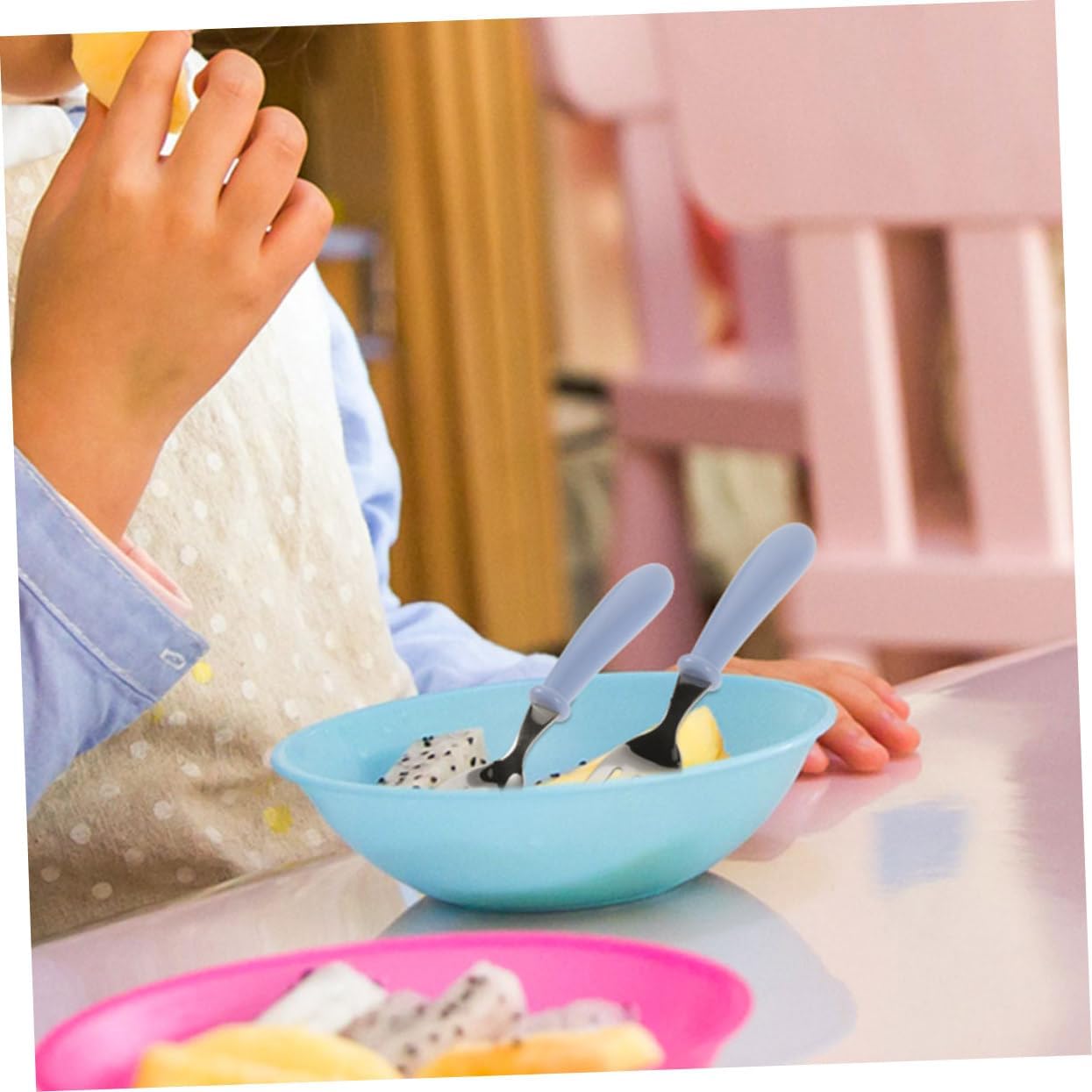 VICASKY 2 Sets Stainless Steel Fork Spoon for Kids 1