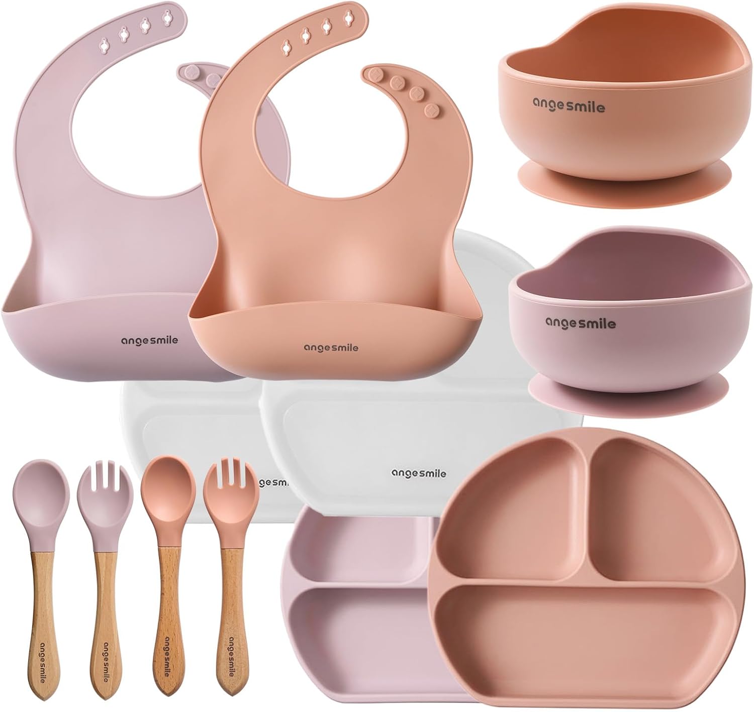 Ange Smile 12-Piece Silicone Feeding Set for 6 Months Toddler