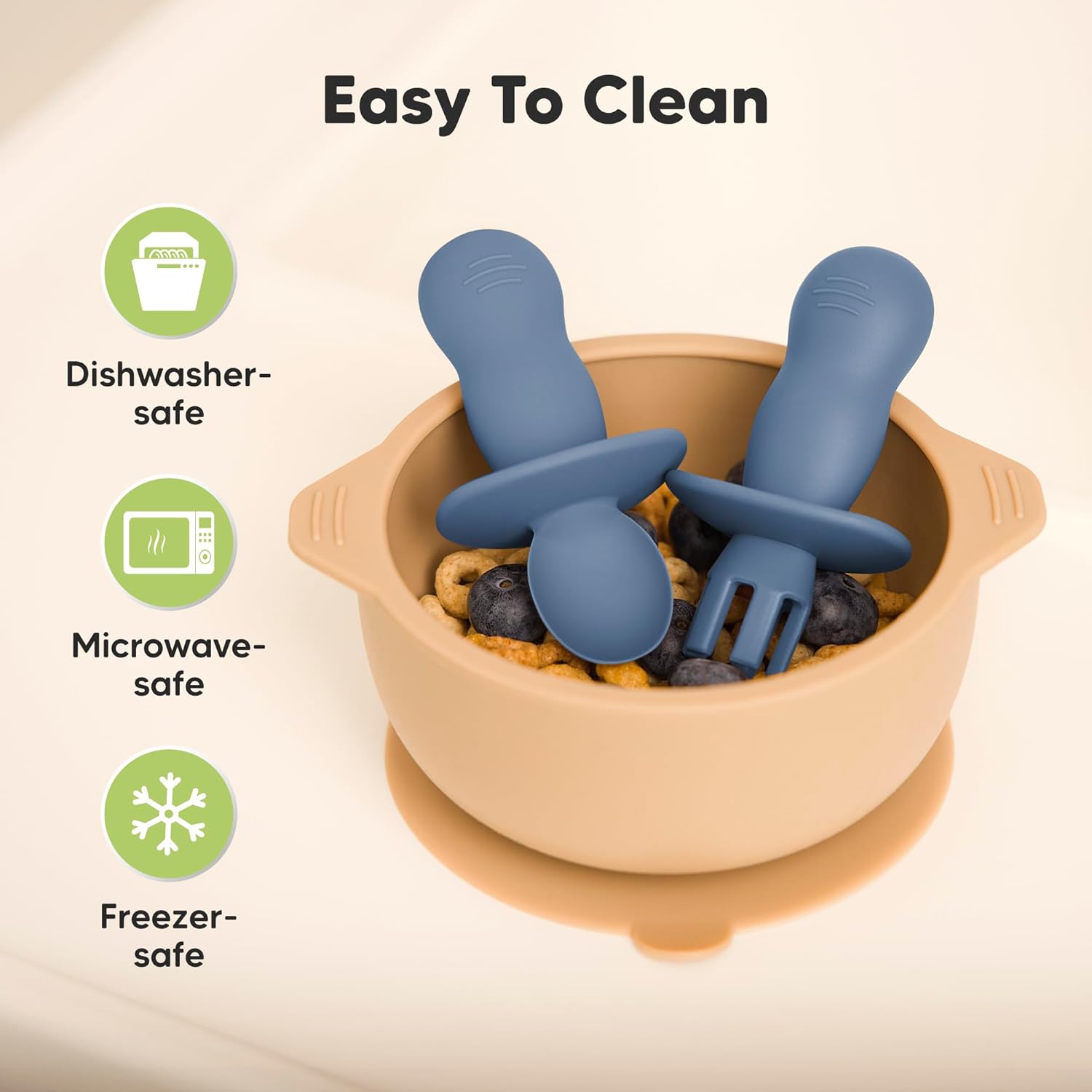 KeaBabies 4-Spoon Fork Set with 2-Bowl Suction Lids