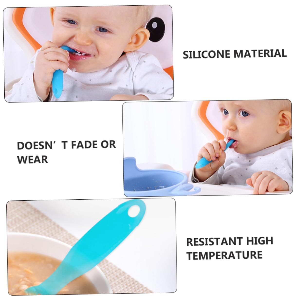 Toyvian 2PCS Safe Silicone Spoons for Babies and Travel