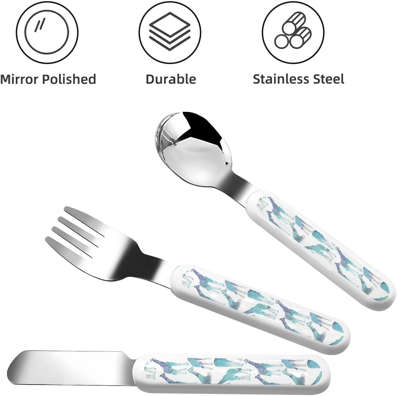 Giraffe Pattern Print Stainless Steel Utensils Set with Travel Case