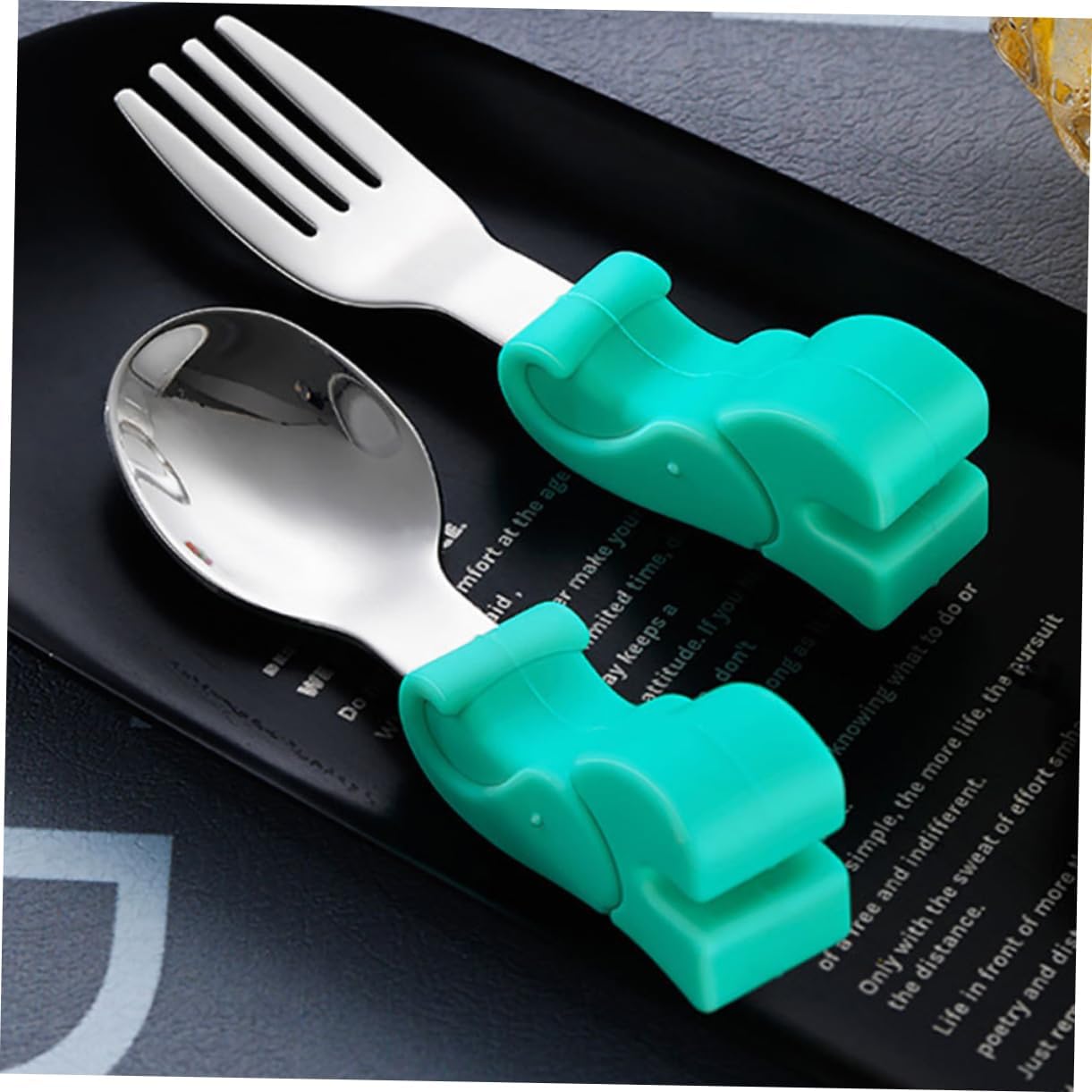 GARVALON Spoon and Fork Set with Elephant Storage Case 1