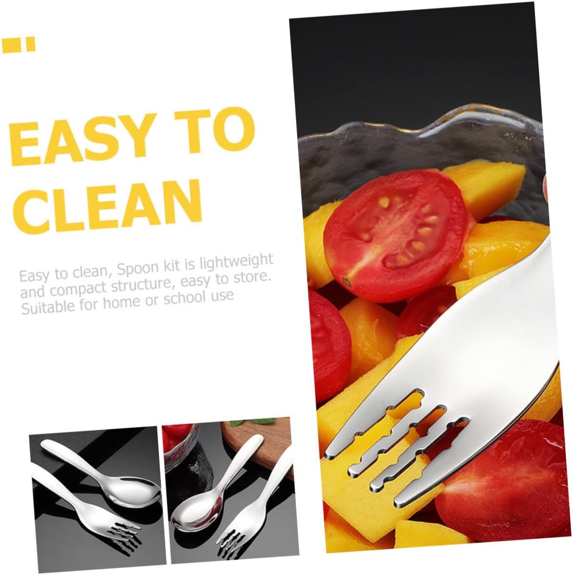 2PCS Stainless Steel Training Fork and Spoon Set for Babies